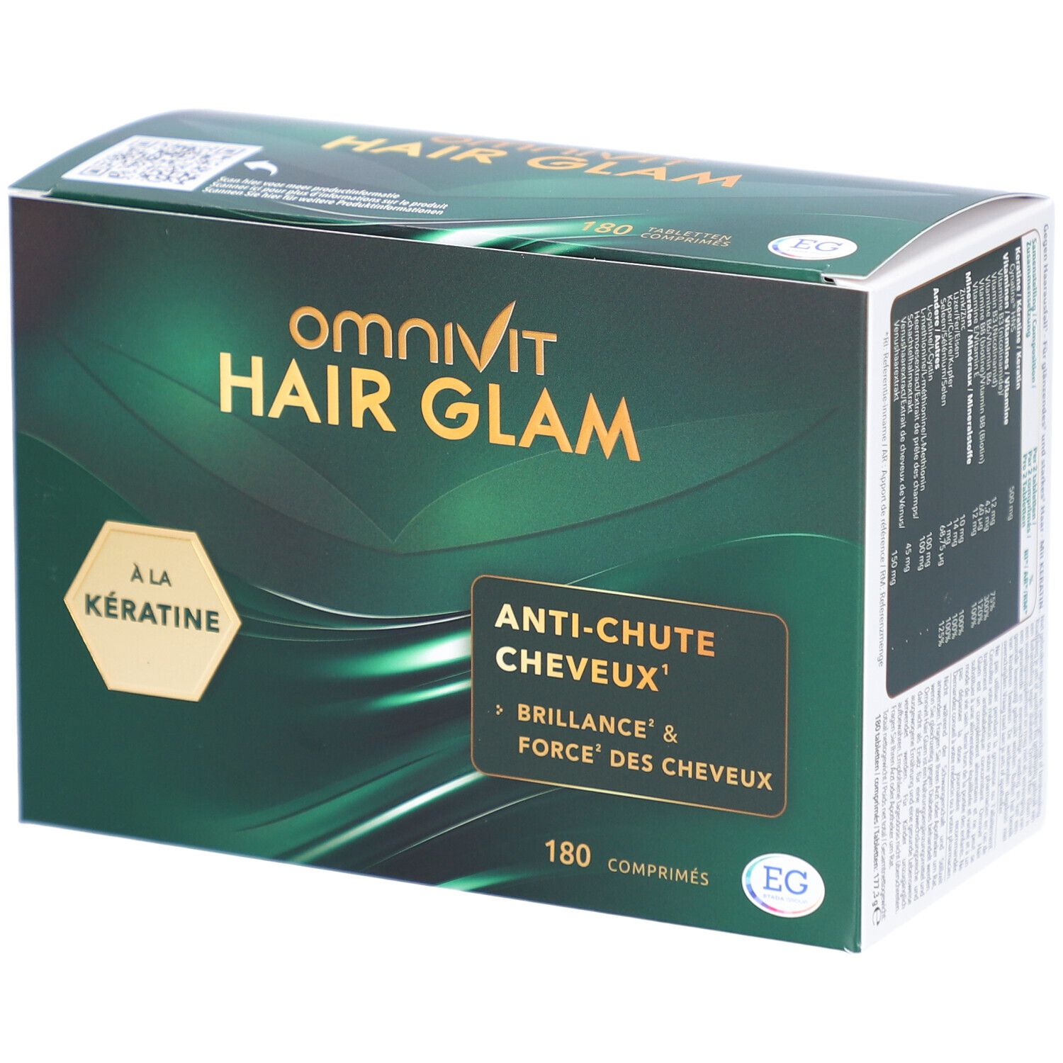 Omnivit Hair Glam | Haaruitval, Glanzend & Sterk Haar Met Keratine en Aminozuren 3 maanden 180 Ovale tabletten