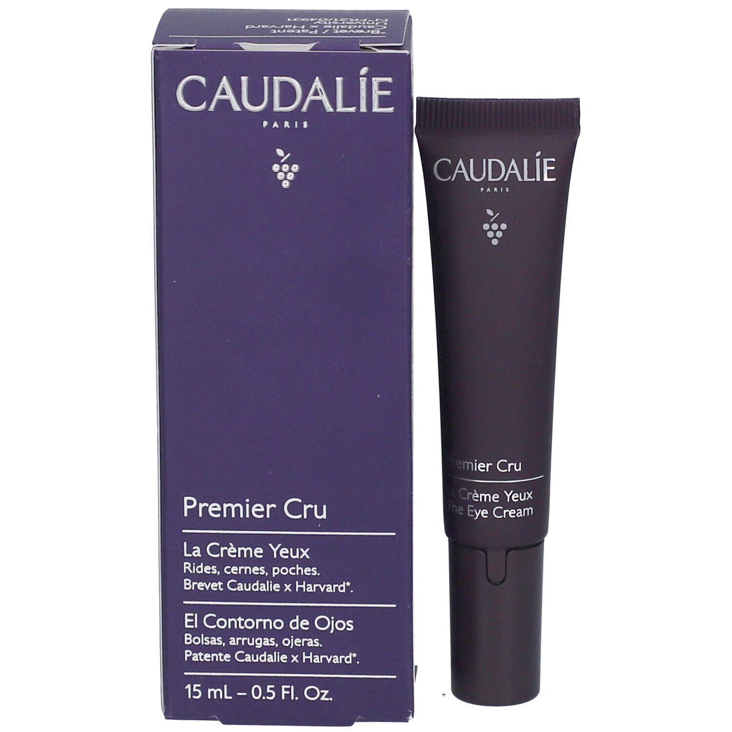 Produkt und Verpackung. Violette Schachtel und Tube. Auf der Schachtel steht Premier Cru.