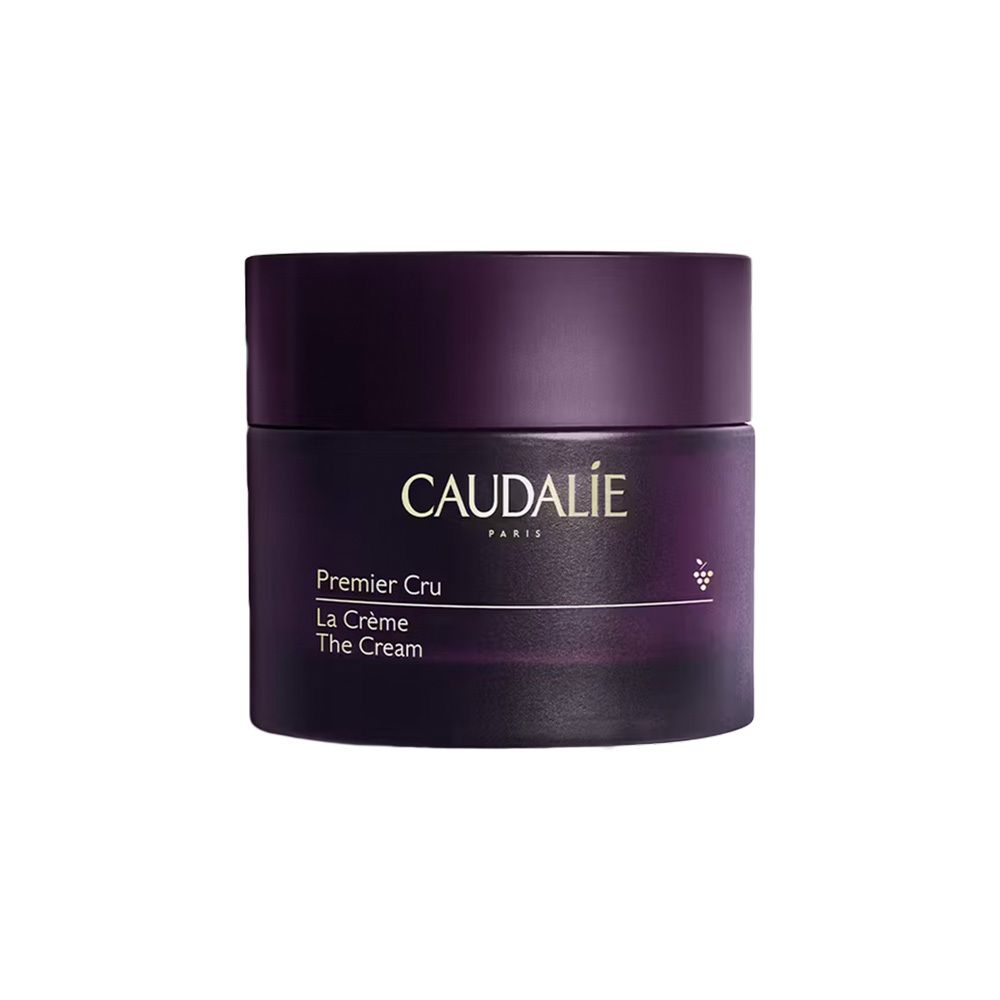 Pot de crème avec couvercle. Inscriptions sur le pot. Marque Caudalie.
