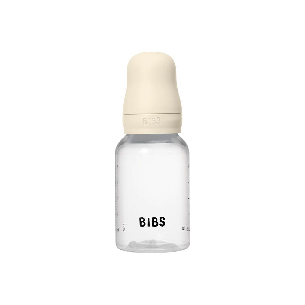 Biberon ivoire. Bouteille avec couvercle. Logo BIBS.