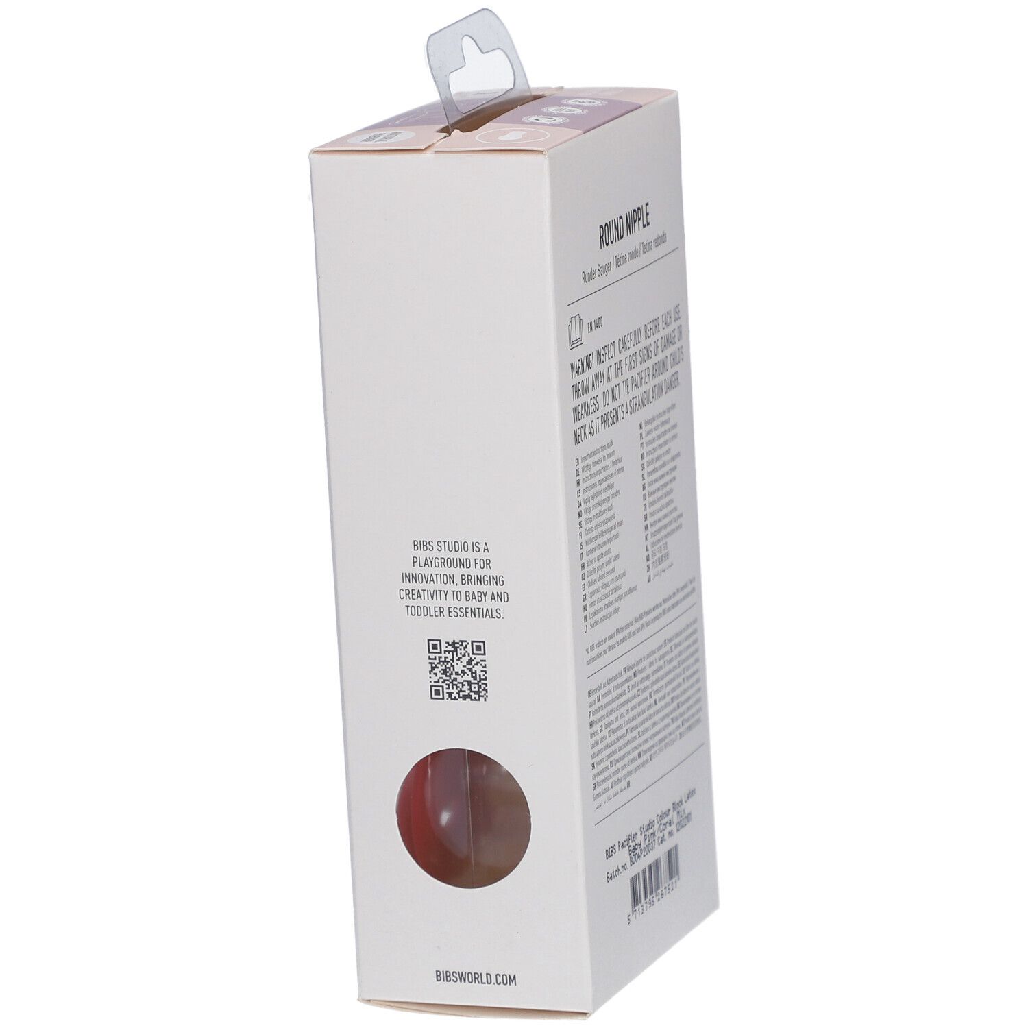 Rückseite der Verpackung mit Warnhinweisen und Produktinformationen. BIBS-Logo.