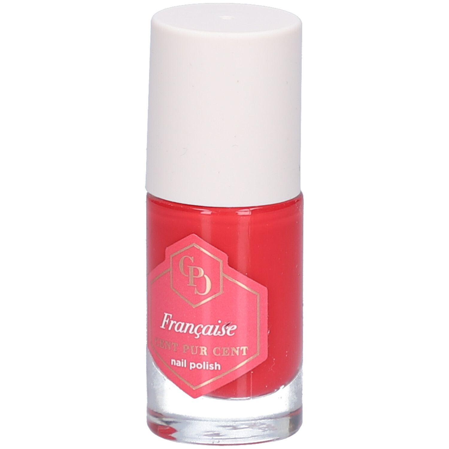 Cent pur Cent Nagellack in Glasflasche mit weißem Deckel. Rote Farbe.