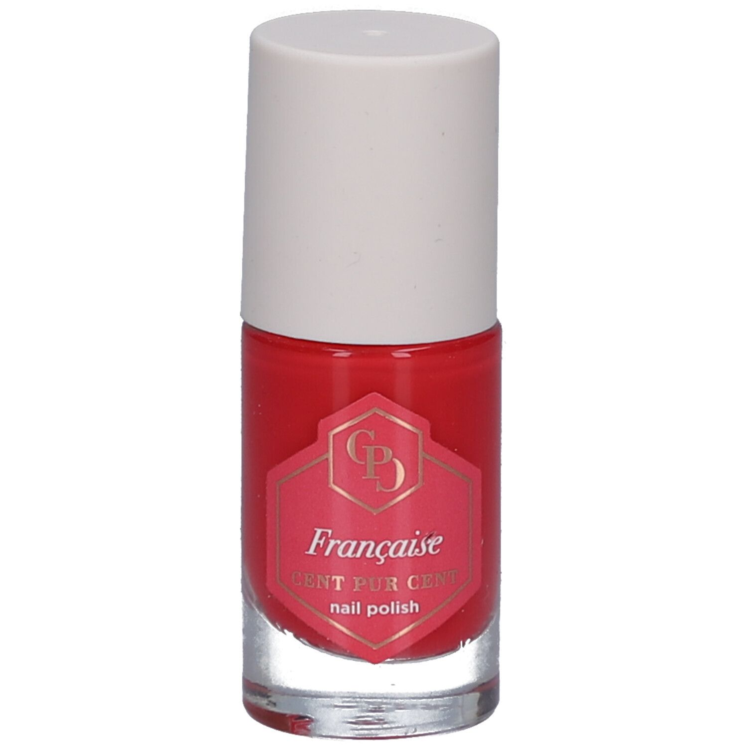 Cent pur Cent Nagellack in Glasflasche mit weißem Deckel. Rote Farbe.
