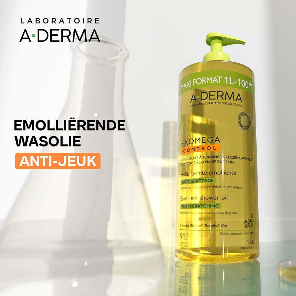 A-Derma Exomega Control Emolliërende anti-jeuk Wasolie | Droge huid met neiging tot atopisch eczeem