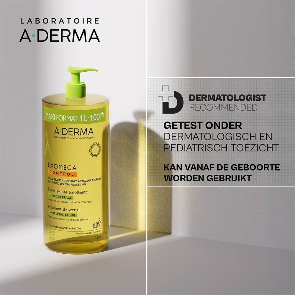 A-Derma Exomega Control Emolliërende anti-jeuk Wasolie | Droge huid met neiging tot atopisch eczeem