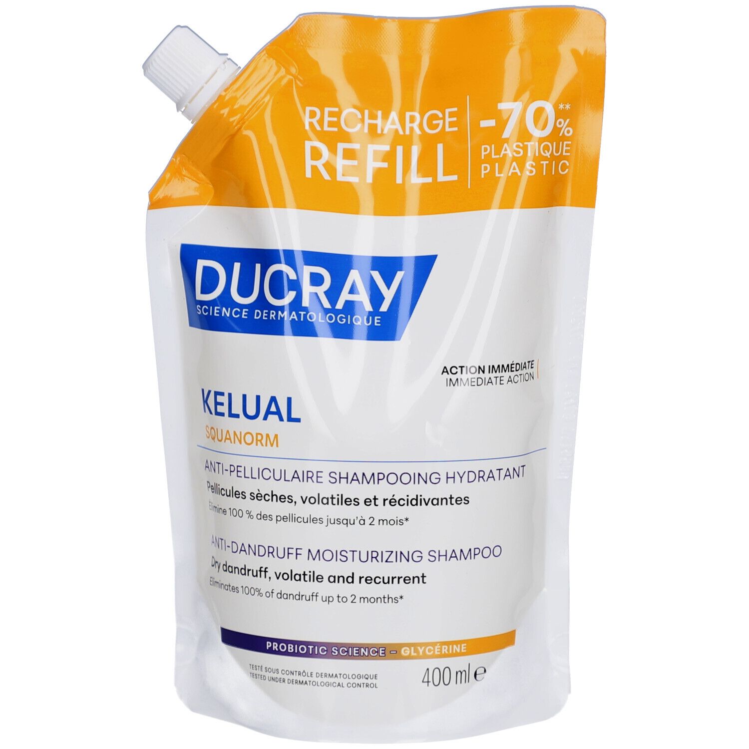 Ducray Kelual Squanorm Refill Hydraterende Anti-roos Shampoo, Droge roos 400 Shampoo