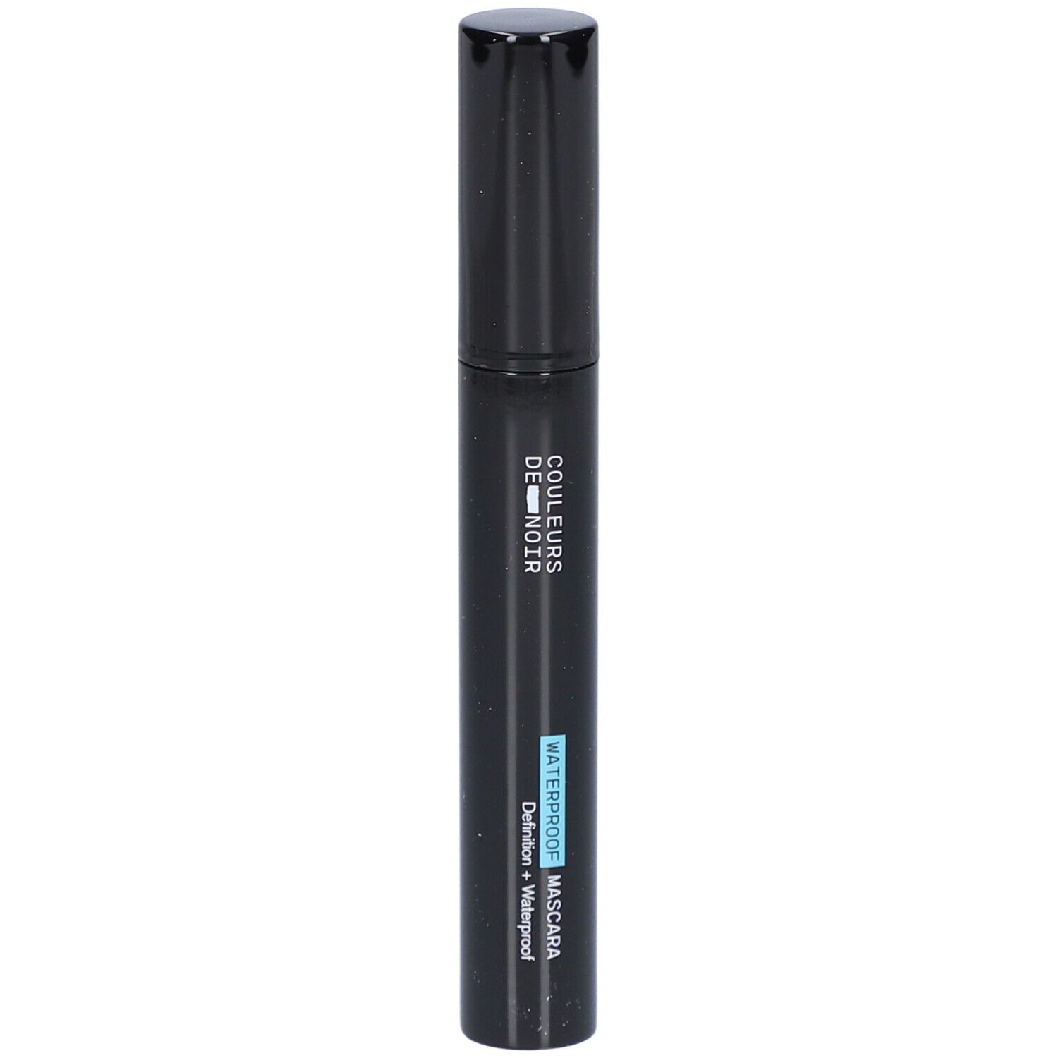 Schwarzer Mascara-Stift mit der Aufschrift "COULEURS DE NOIR", "WATERPROOF MASCARA", "Definition + Waterproof".