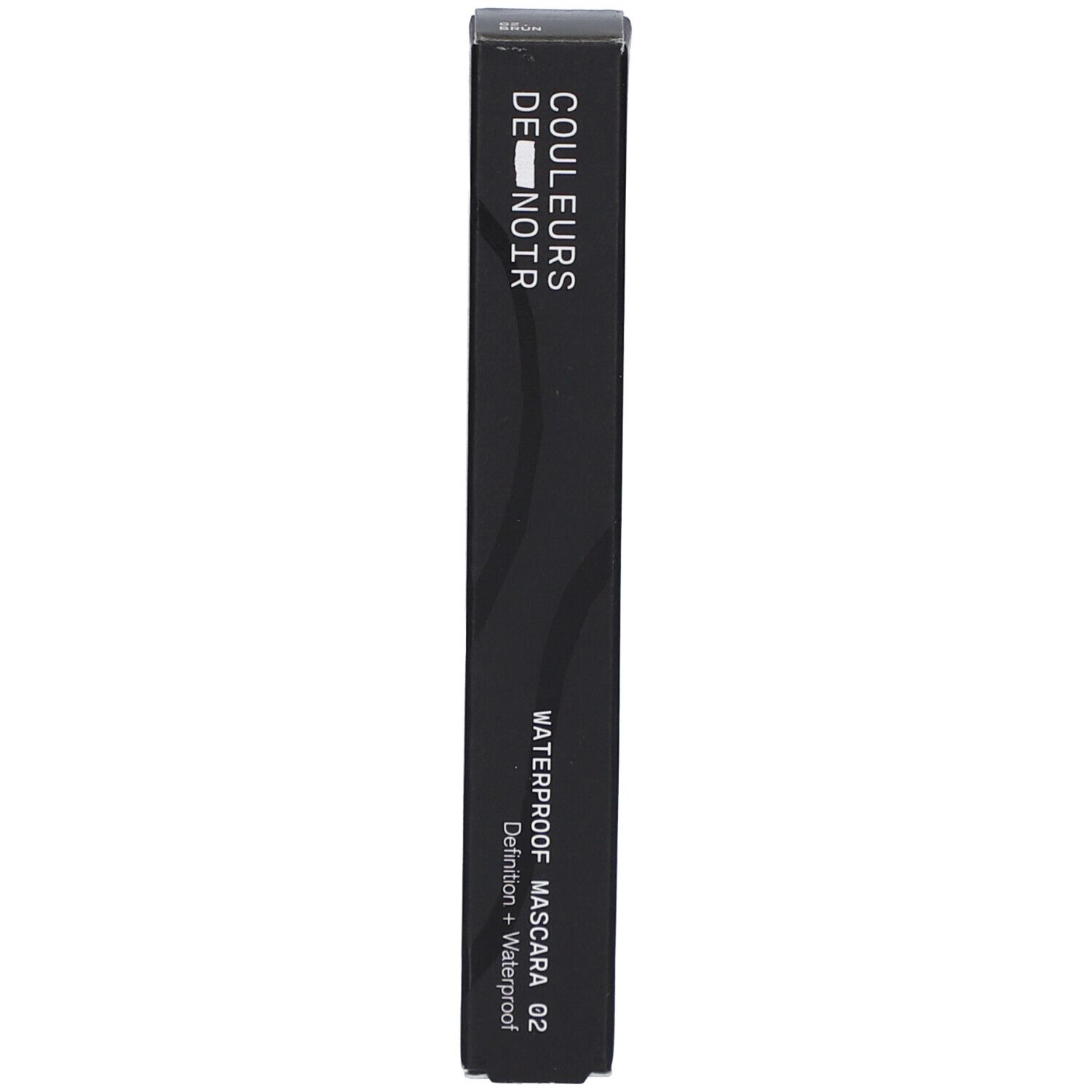 Schwarze Verpackung für "COULEURS DE NOIR" Mascara, wasserfest, Definition + Waterproof.