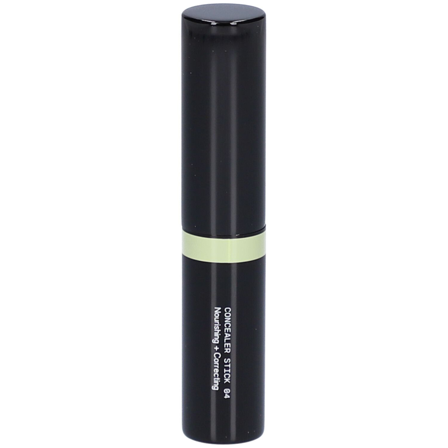 Schwarzer Concealer-Stick mit grünem Streifen. Aufschrift: CONCEALER STICK 04 Nourishing + Correcting.