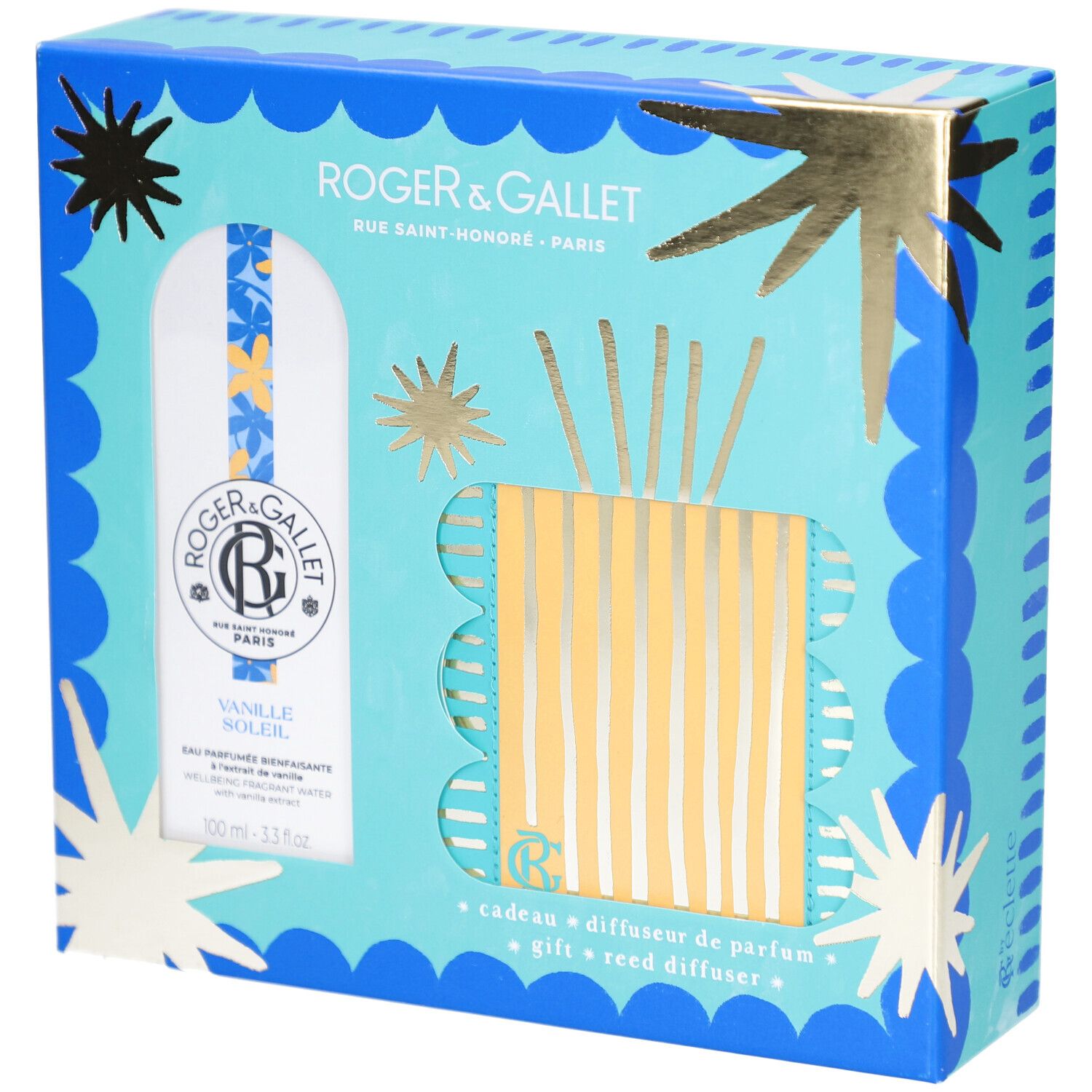 Roger & Gallet Coffret Eau Parfumee Bienfaisante Vanille Soleil 100ml +diffuseur 100 ml Set