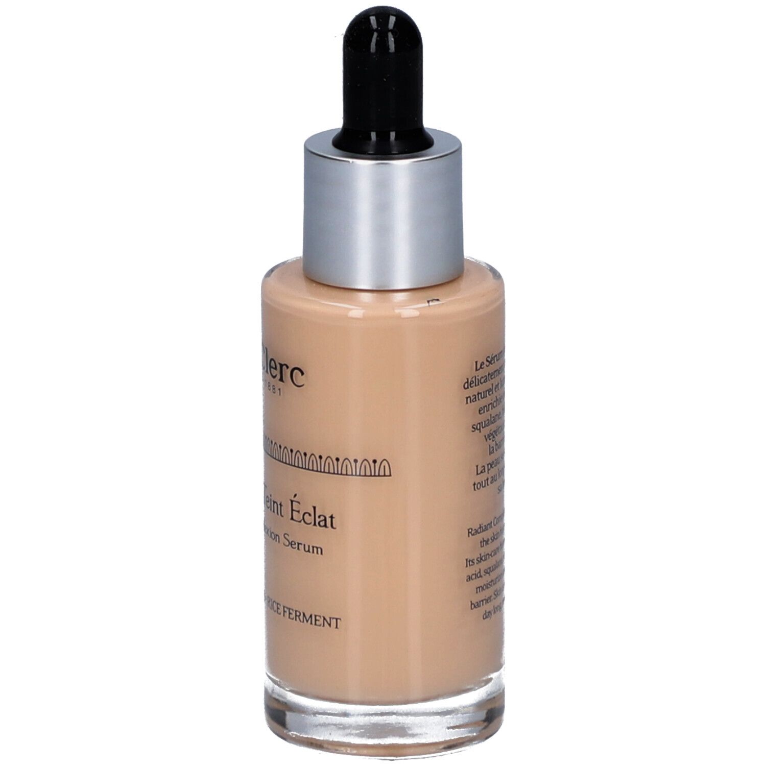 Flakon mit Serum. Aufschrift: T. LeClerc, Sérum de Teint Éclat, Radiant Complexion Serum. Mit Pipette.