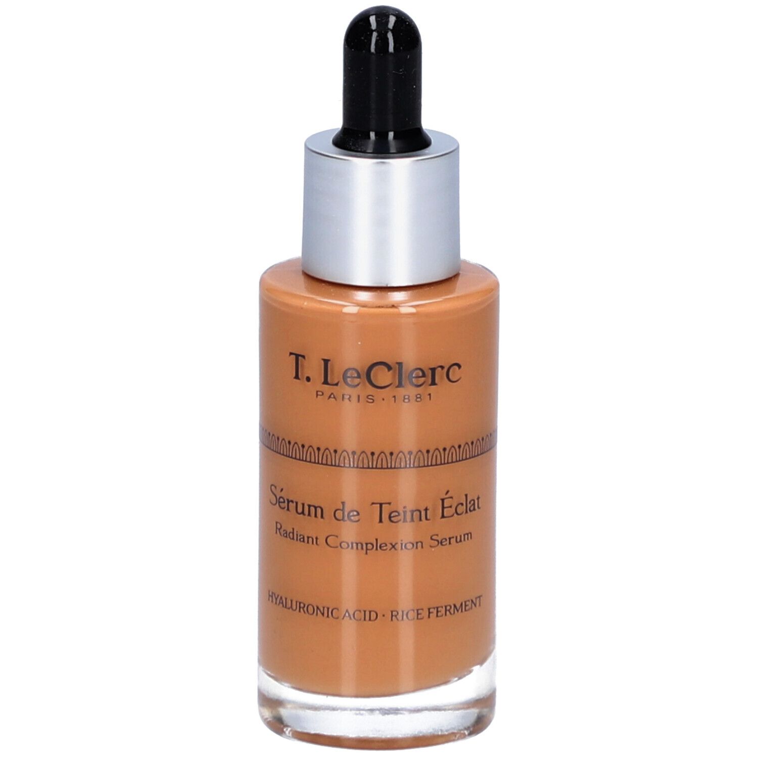 Flakon mit Serum. Marke T.LeClerc. Mit Pipette. Aufschrift: Sérum de Teint Éclat, Radiant Complexion Serum.