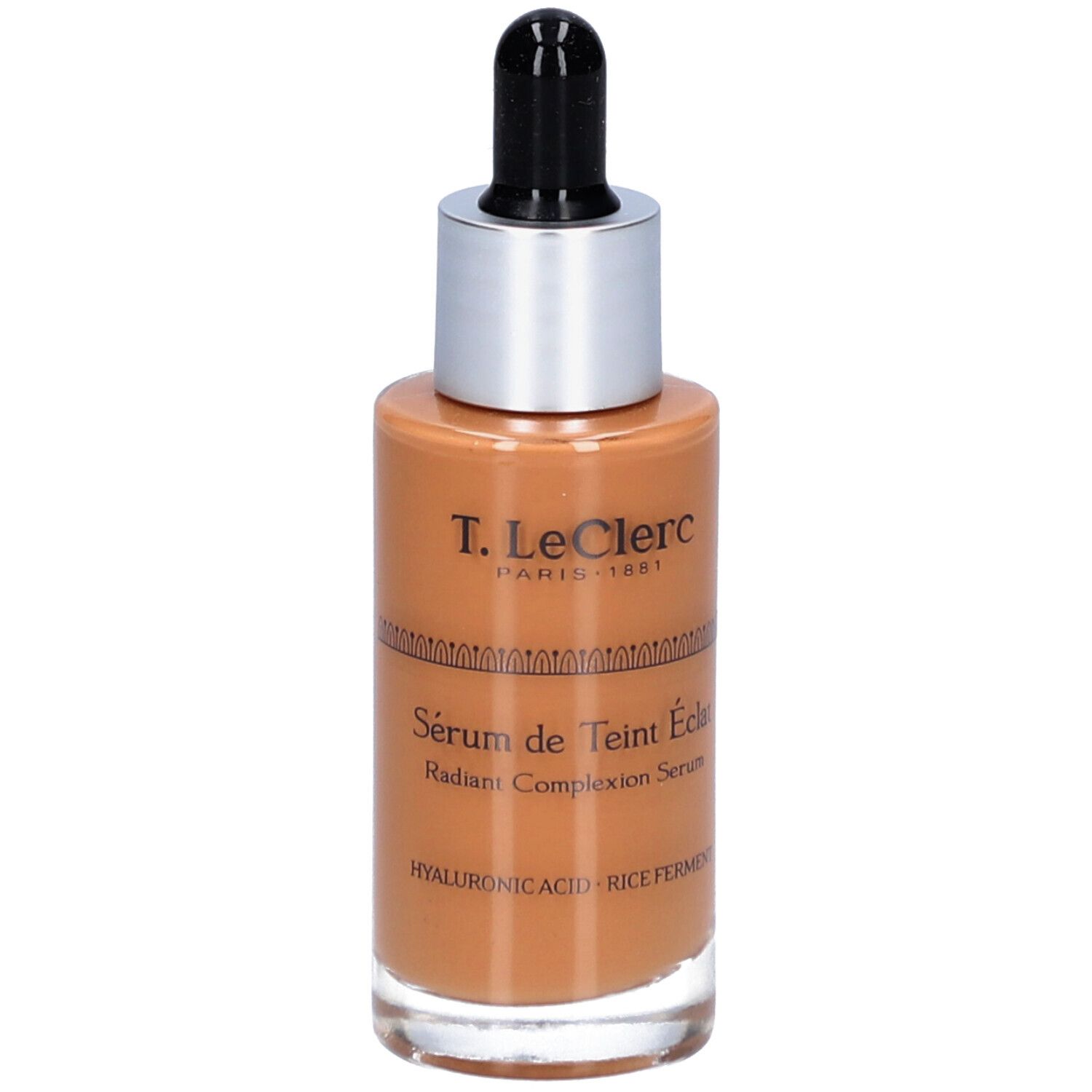 Flakon mit Serum. Marke T.LeClerc. Mit Pipette. Aufschrift: Sérum de Teint Éclat, Radiant Complexion Serum.