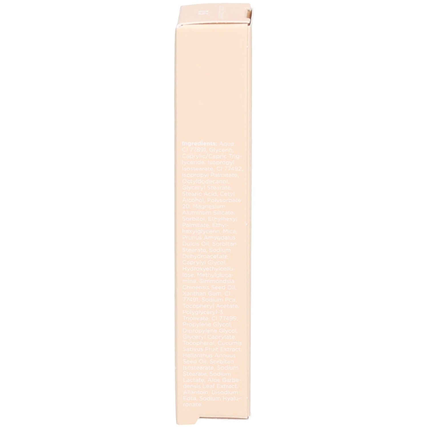 Seite der Cent Pur Cent Concealer-Verpackung mit Inhaltsstoffangaben und Siegeln.
