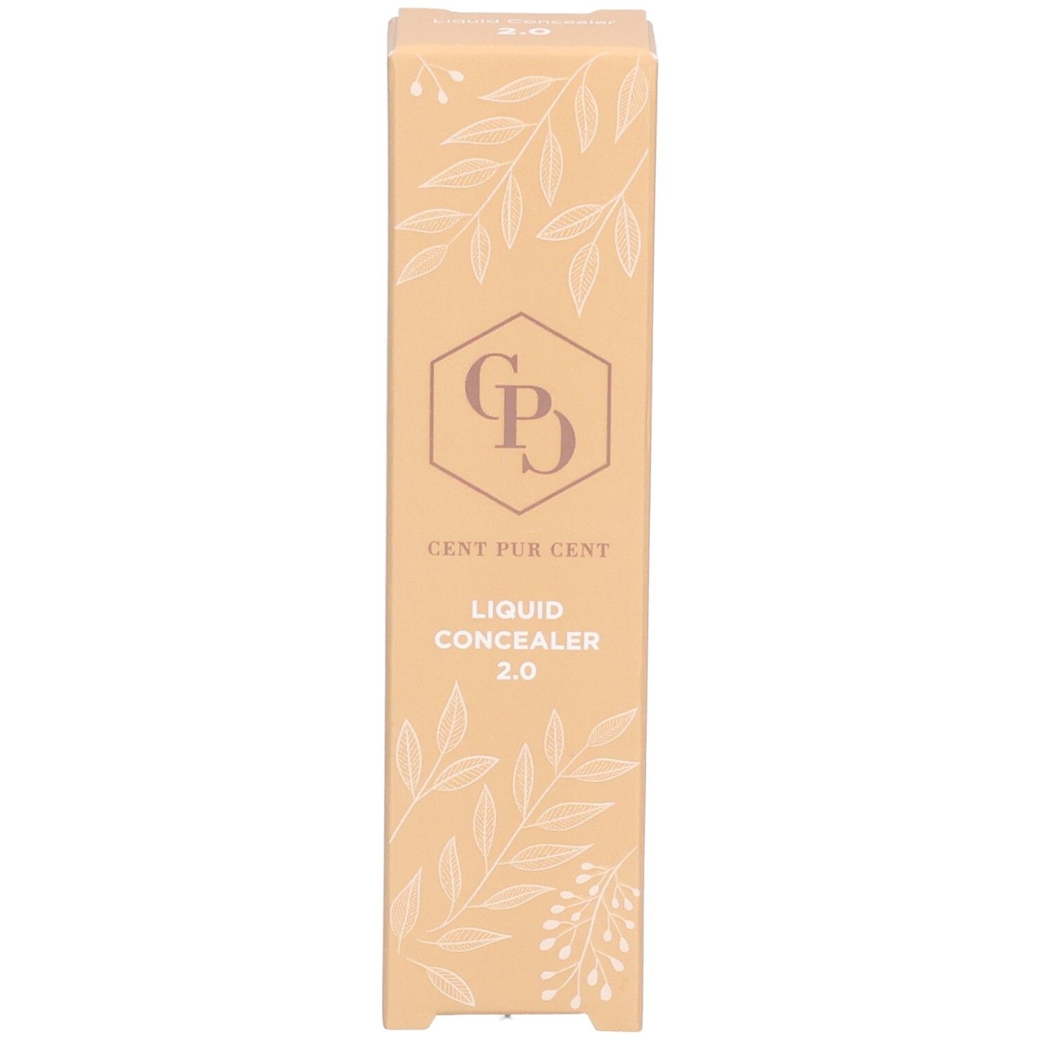 Verpackungsschachtel für Cent Pur Cent Flüssig-Concealer 2.0 mit floralem Muster und Logo.