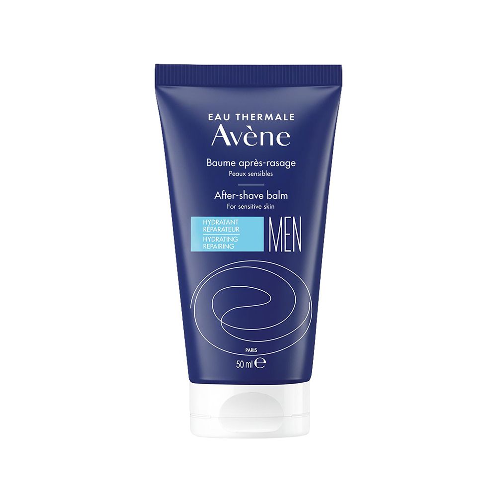 Avène MEN After-shave balsem tube, 50ml. Donkerblauw met witte dop.