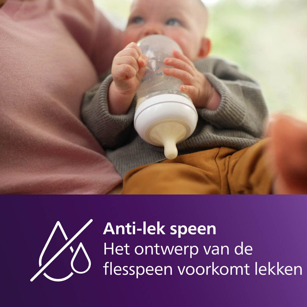 Verpakking met 3 spenen. Philips Avent Natural Response. Maat indicaties. Close-up.