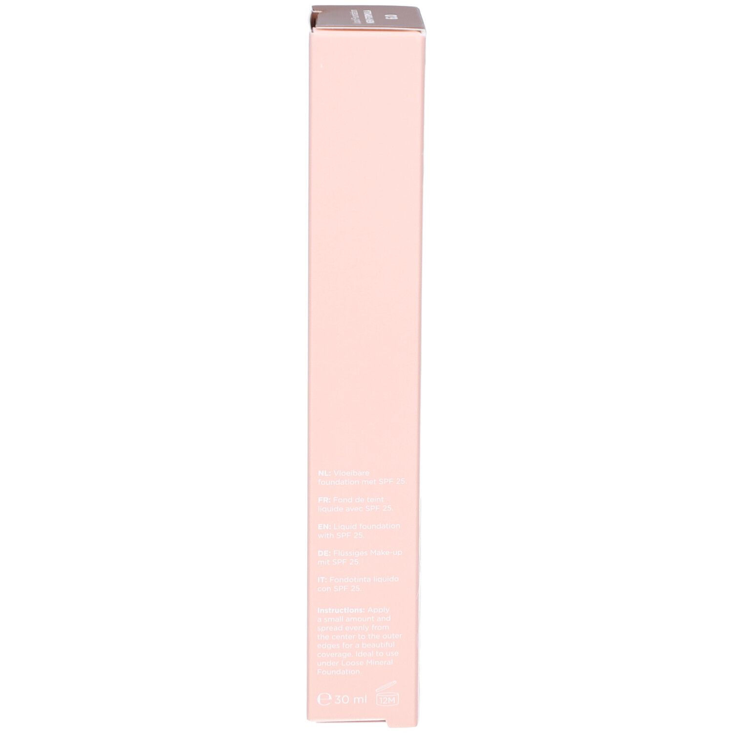 Rosa Verpackung, Seitenansicht. Text auf der Verpackung.