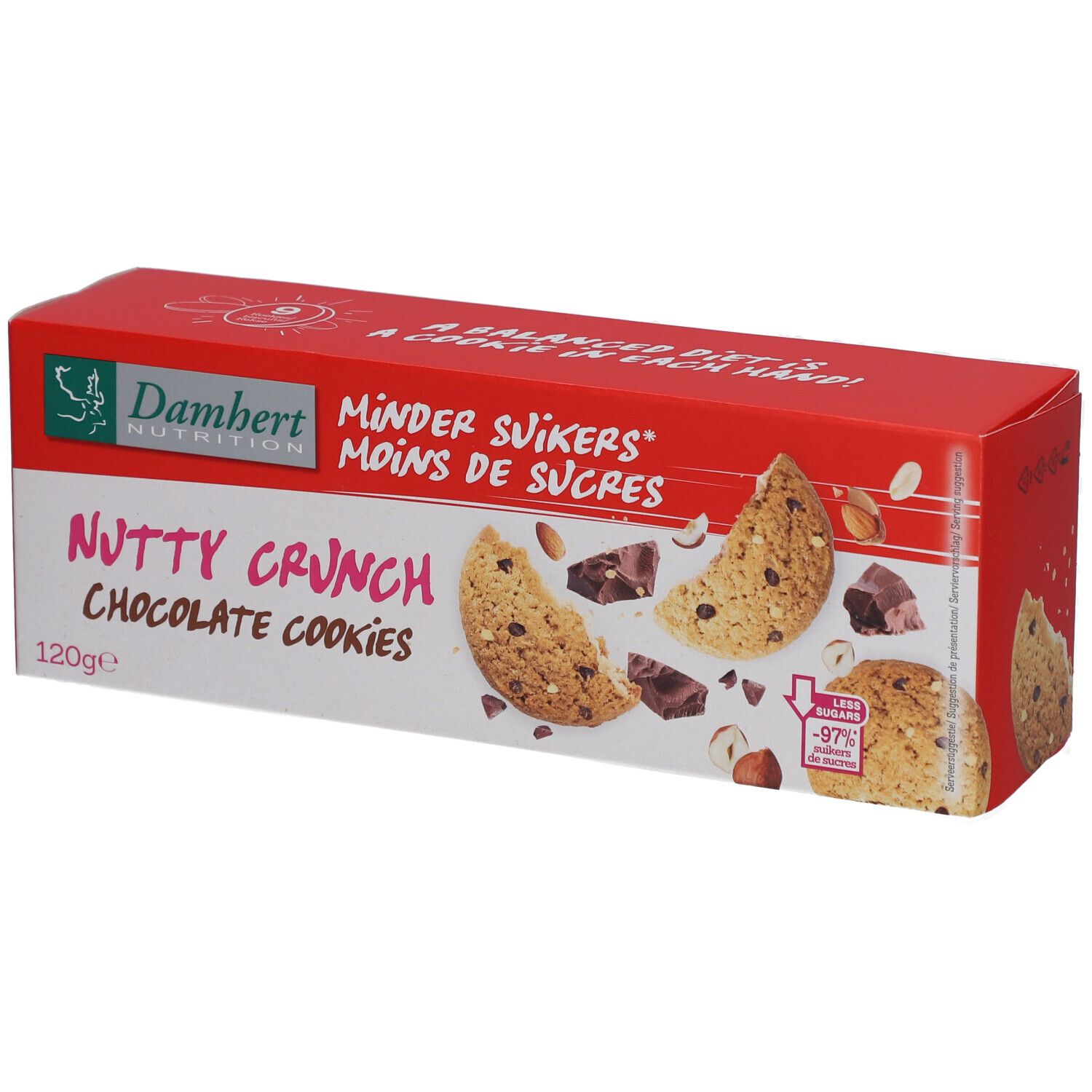 Damhert Moins de sucres Nussig-knusprige Schokoladenkekse