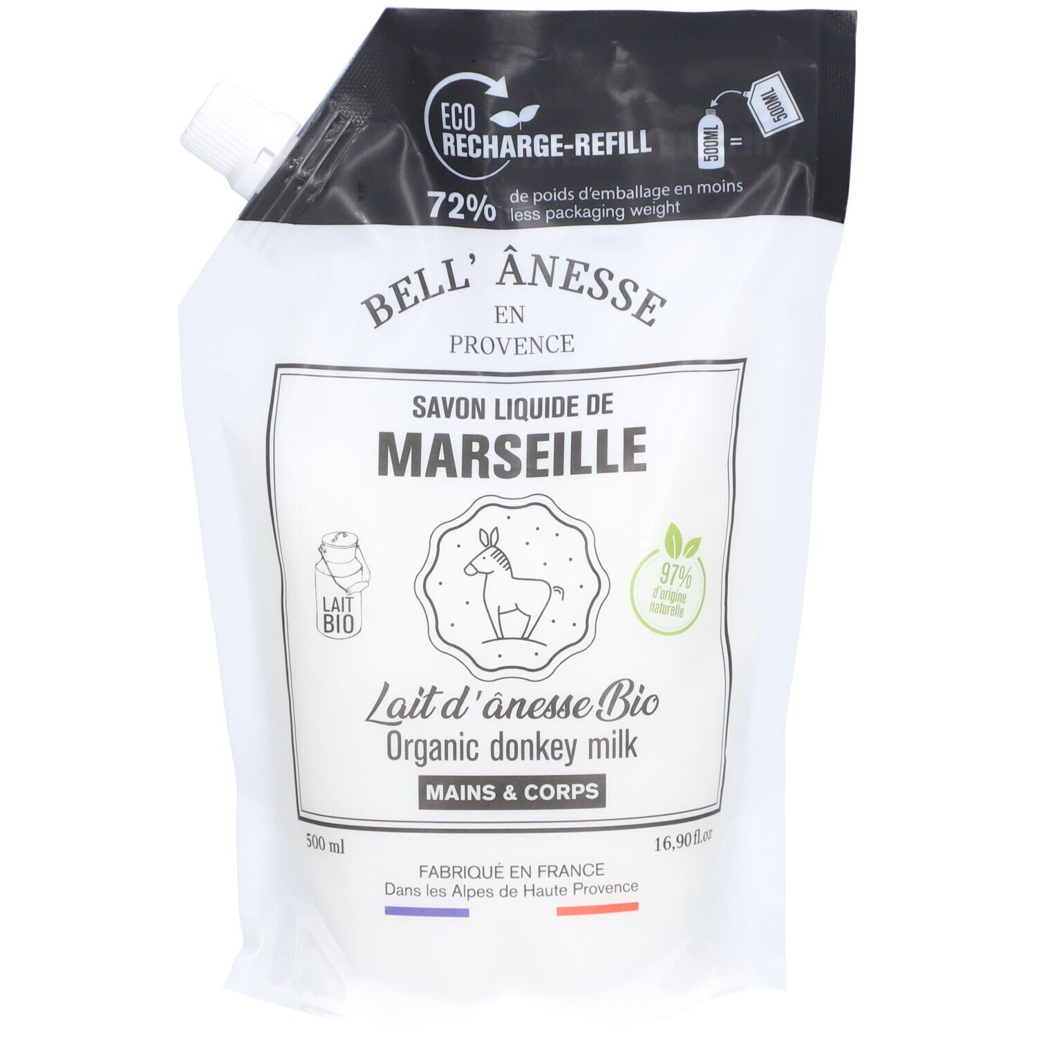 Bell Anesse Ezelmelk Marseille Vloeibare Zeep Eco-Refill 500ml 500 ml Flüssigseife
