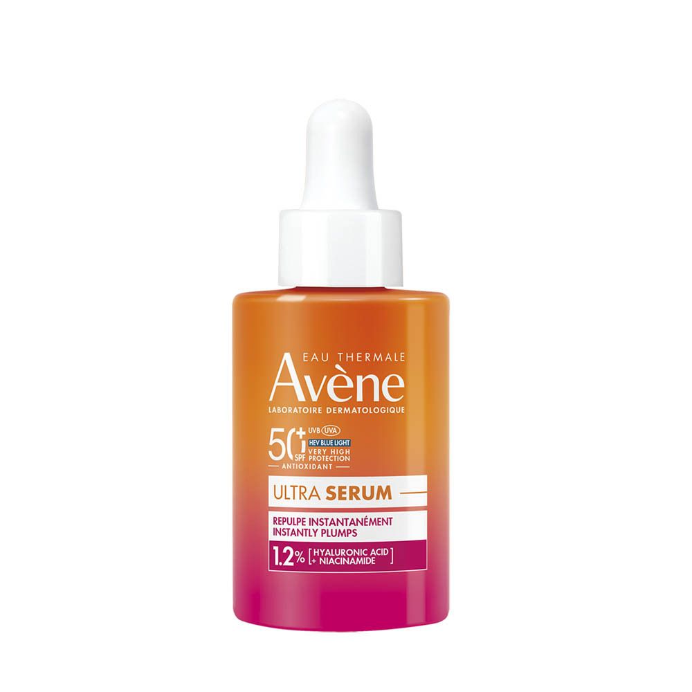 Avène Solaire Ultra Sérum SPF50+ Repulpant anti-âge | Très Haute Protection | Acide hyaluronique & niacinamide | Peau sensible