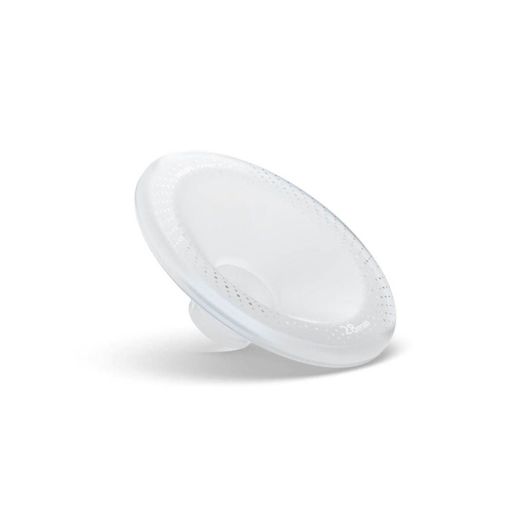 Anneau plat en silicone transparent avec de fines perforations sur le bord.