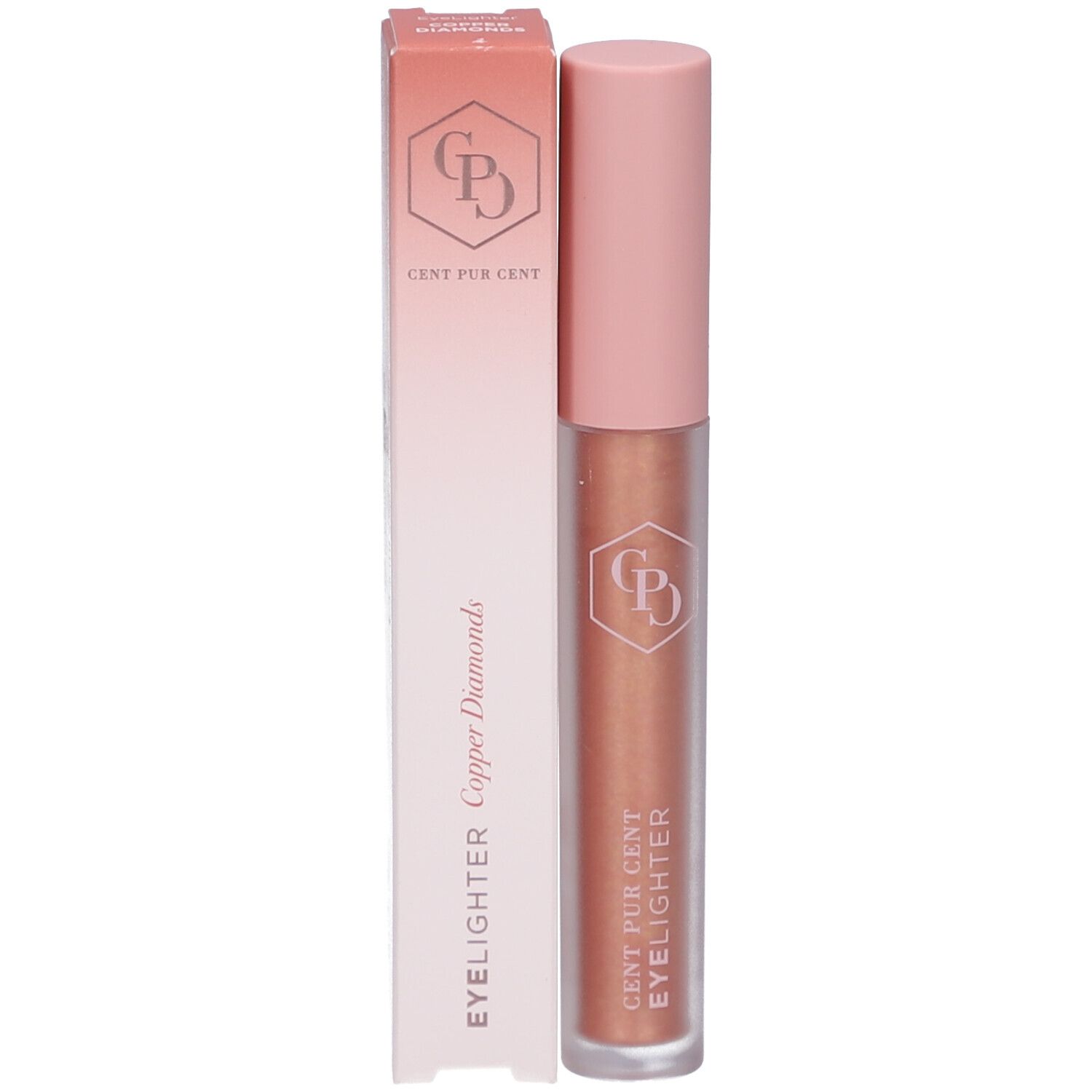 Eyelighter und Verpackung. Aufschrift: CENT PUR CENT EYELIGHTER Copper Diamonds.