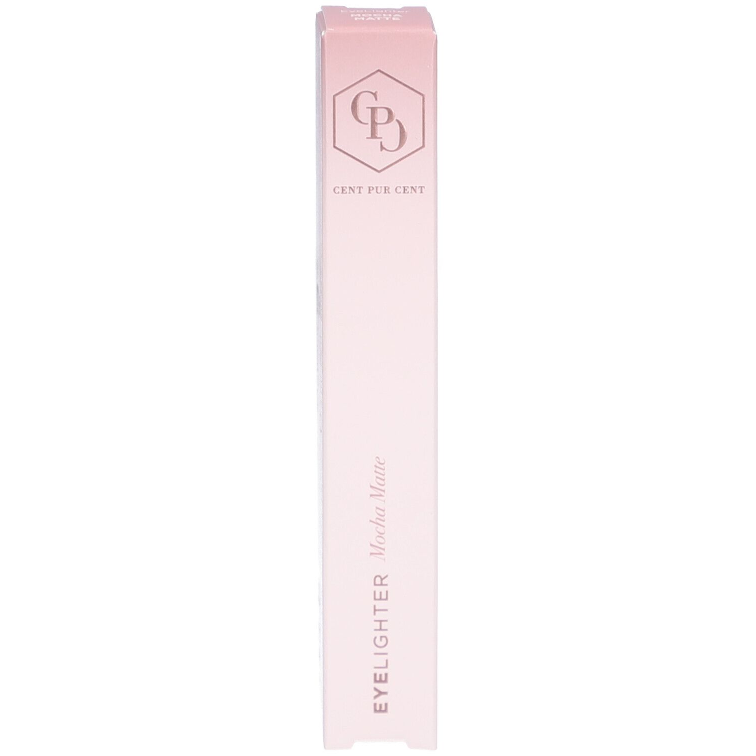 Verpackung für ein Lippenprodukt. Aufschrift: CENT PUR CENT EYELIGHTER Mocha Matte.
