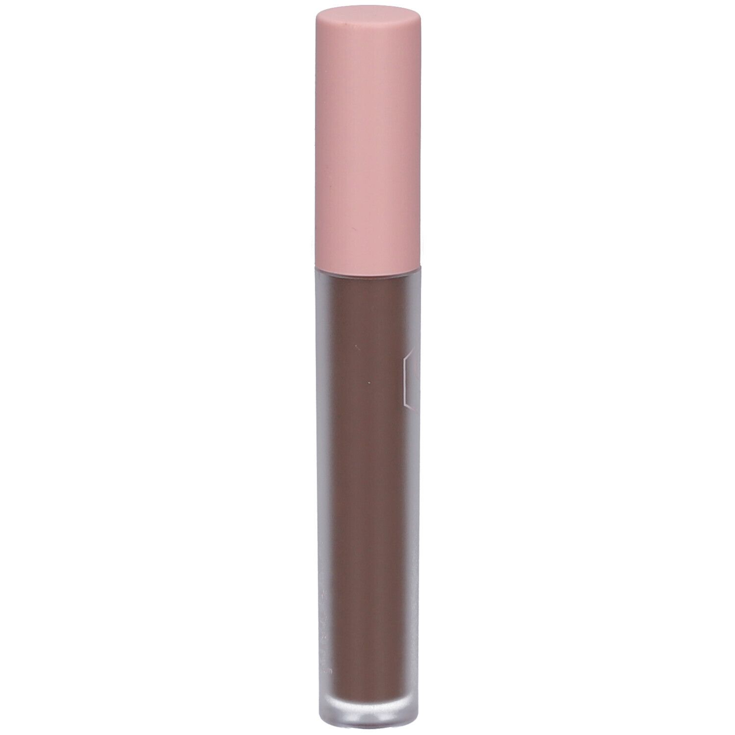 Eyelighter-Stift mit rosafarbenem Deckel. Braune Flüssigkeit sichtbar.