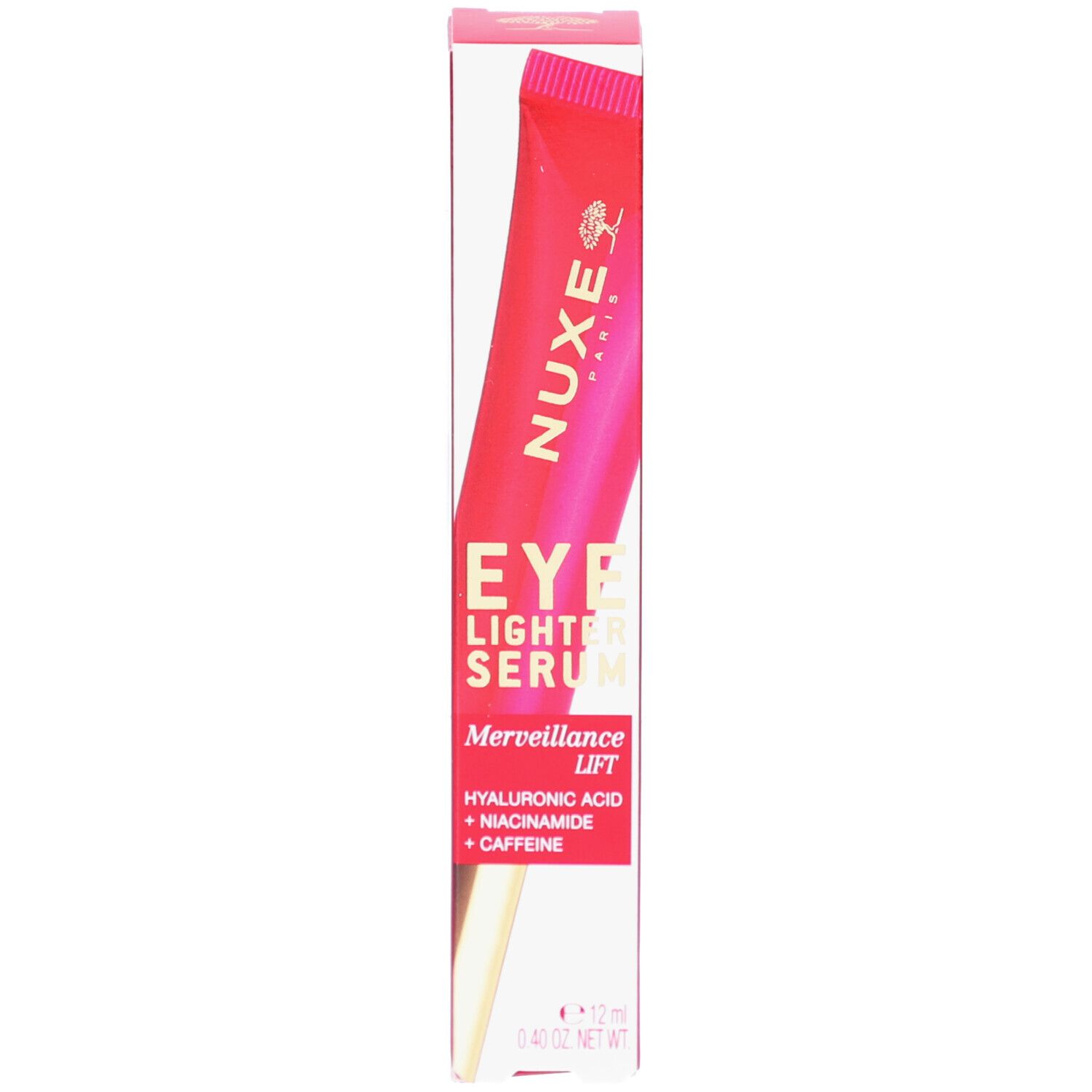 Seitenansicht der Faltschachtel für Nuxe Eye Lighter Serum.