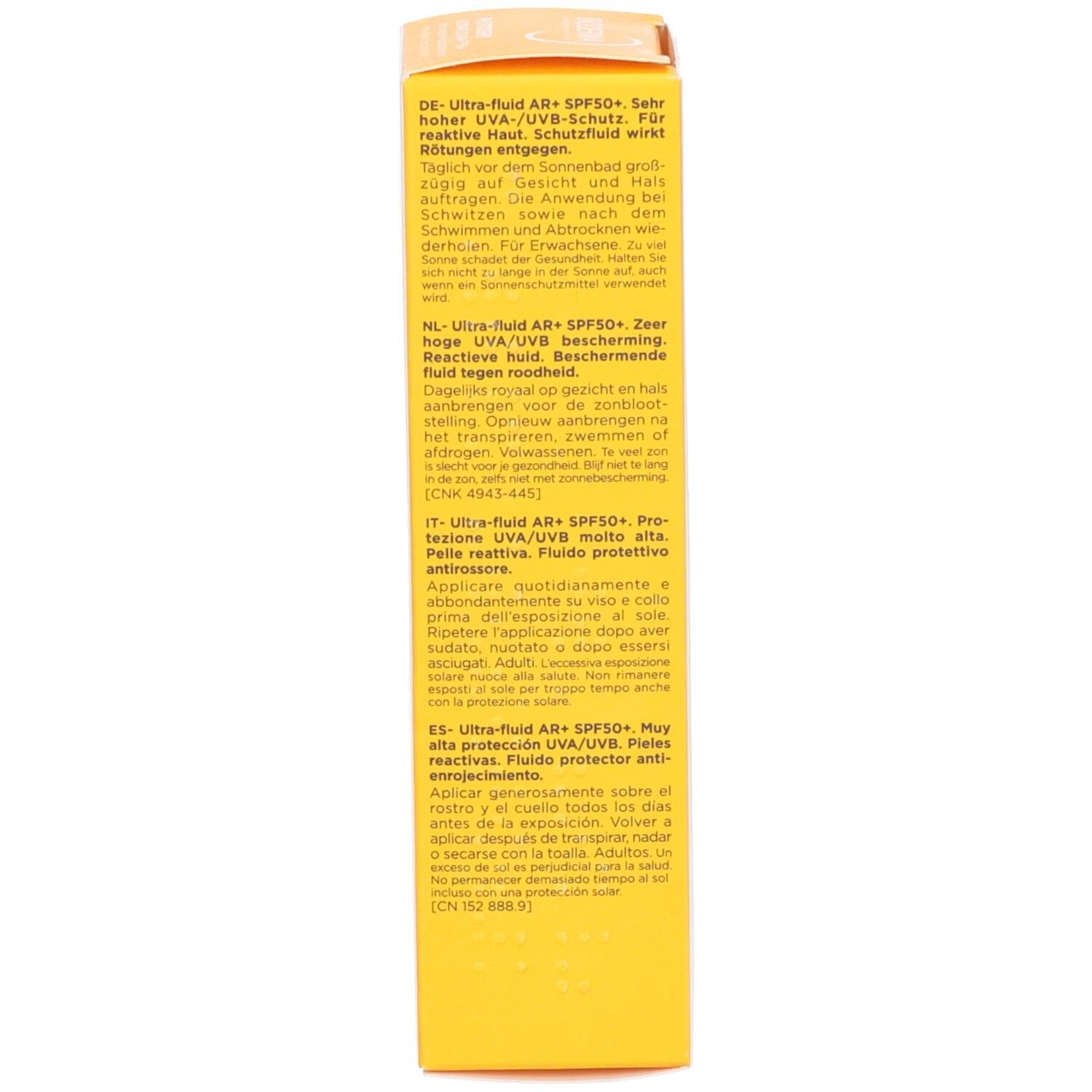 Weiße Flasche. Aufschrift: Bioderma, Photoderm Ultra-Fluid AR+, SPF 50+. Anti-Rötungen. Shake-Symbol.