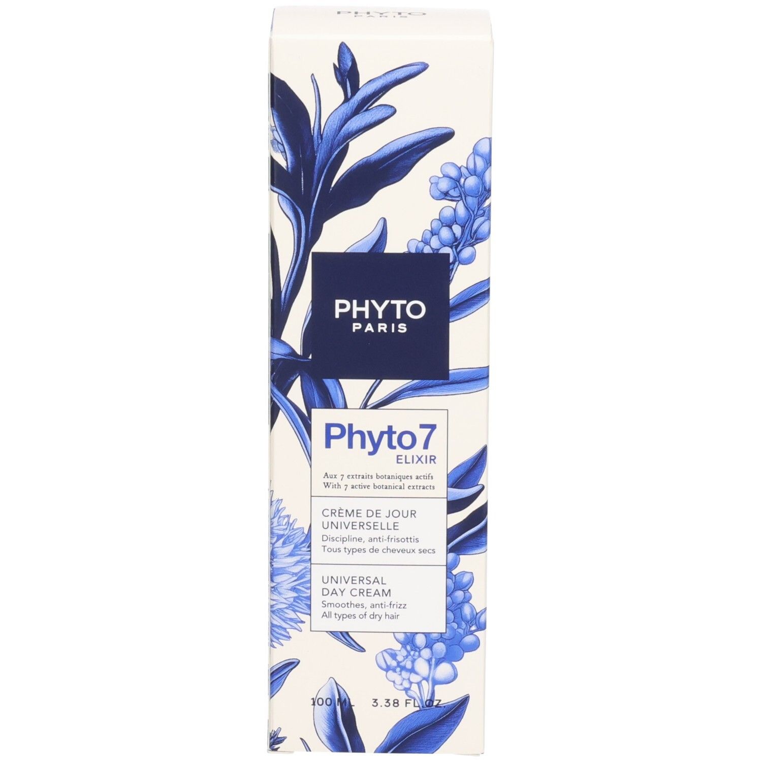 Produktverpackung. Aufschrift: Phyto Paris, Phyto 7 Elixir, Crème de jour universelle, Universal Day Cream.