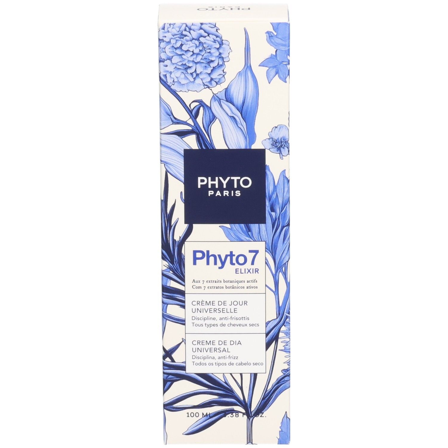 Produktverpackung. Aufschrift: Phyto Paris, Phyto 7 Elixir, Crème de jour universelle, Universal Day Cream.