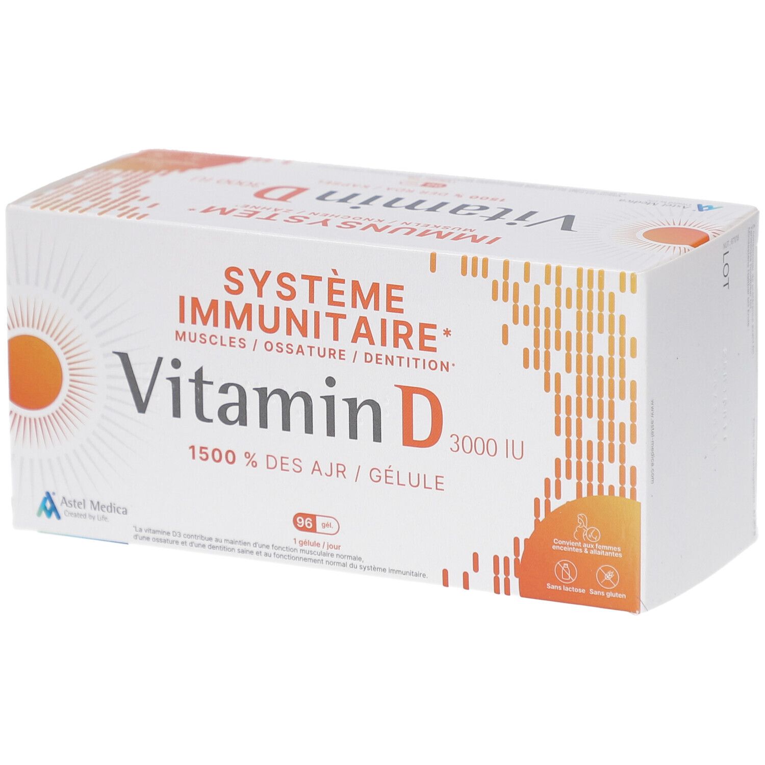 Astel Medica Vitamin D 3000 IU 96 Harde capsules