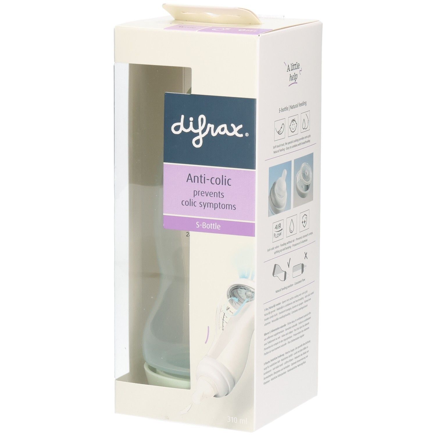 Difrax S-Fles Wide Pistachio 310ml 1st 1 St Babyflasche