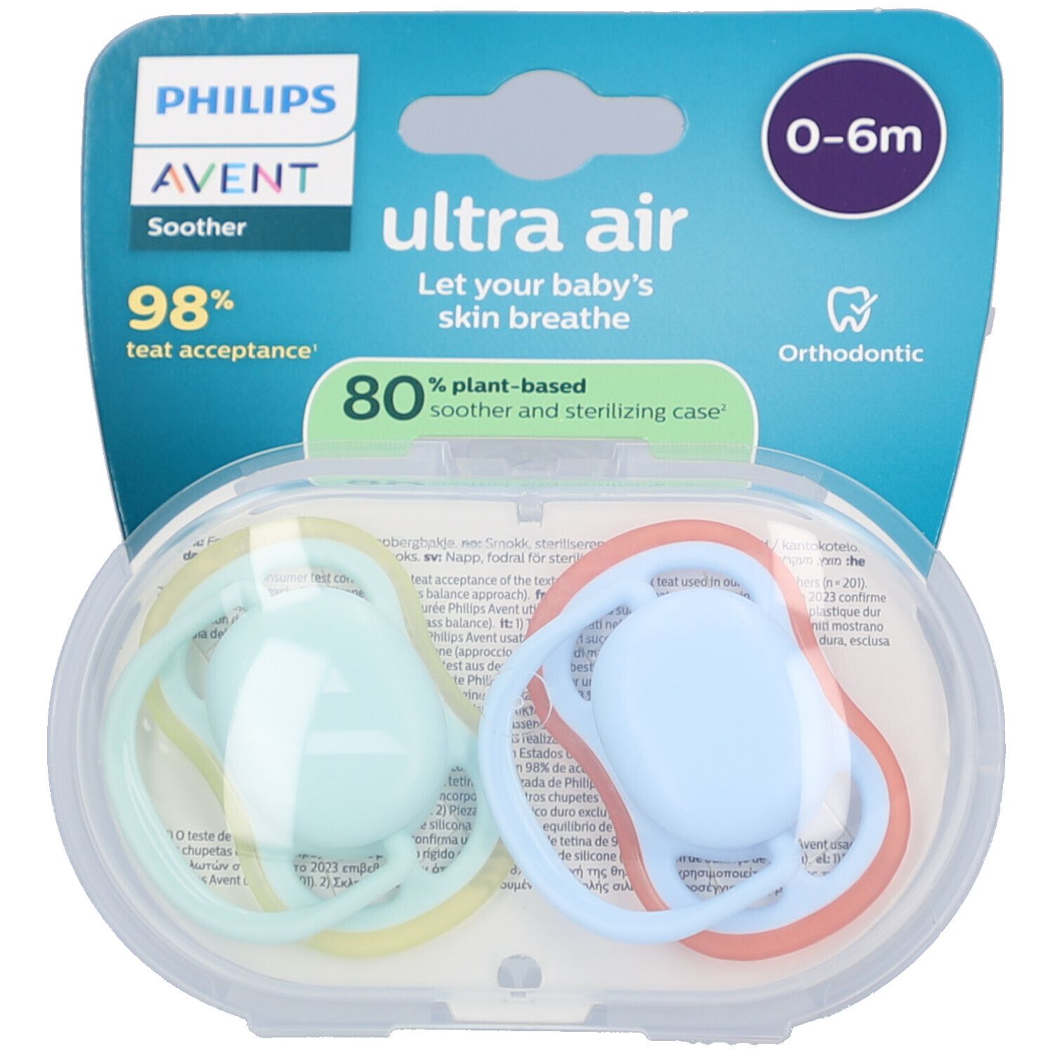 Philips Avent Ultra Air Sucette +0m Luft pistache/bleu