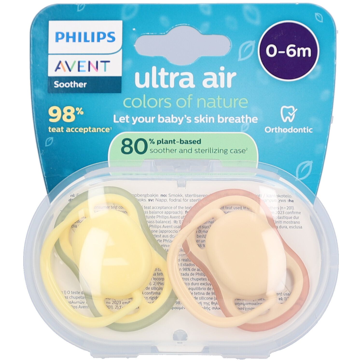 Philips Avent Ultra Air Sucette +0m Luft beige/vert