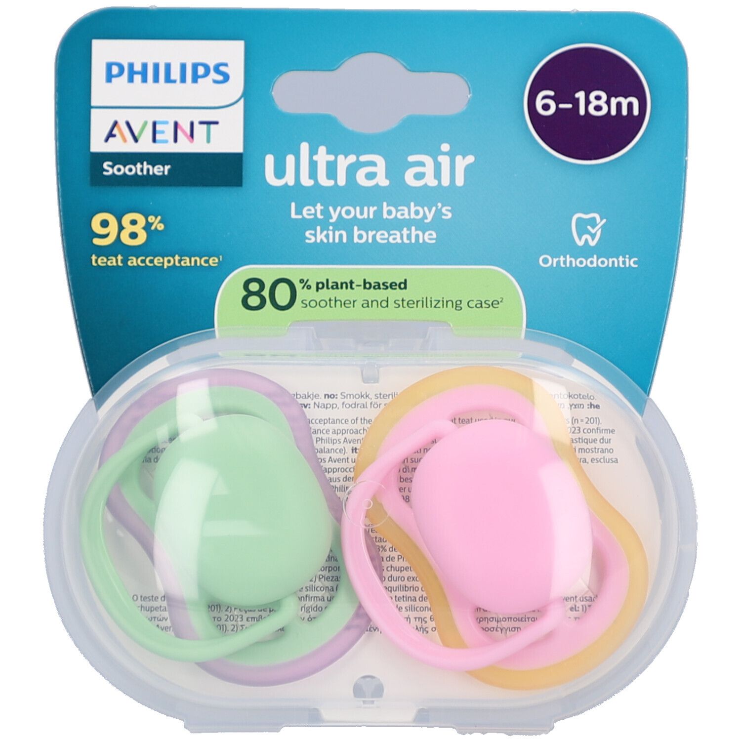 Philips Avent Schnuller ultra air 6-18 Monate Doppelpack, mint/pink