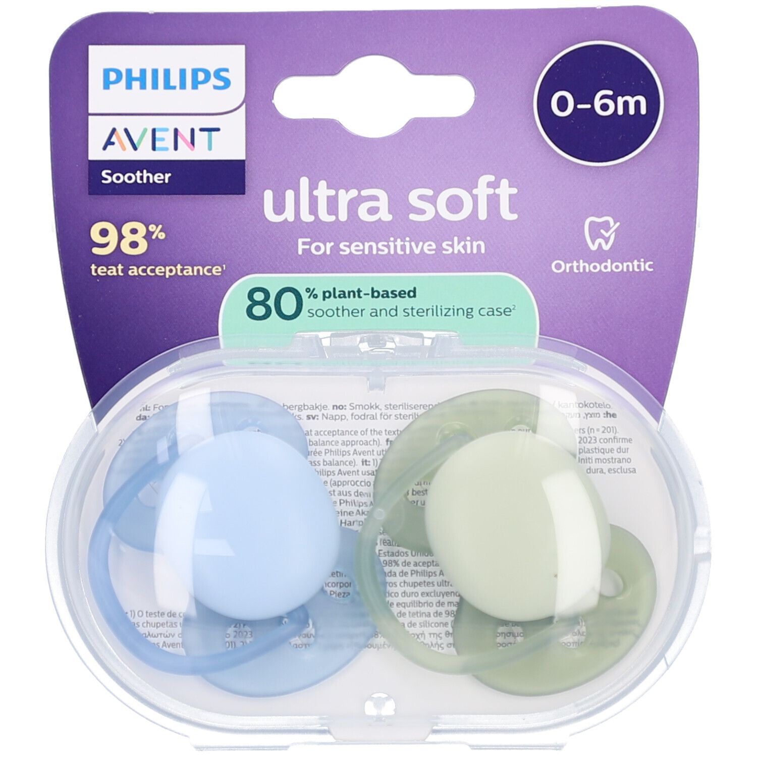 Philips Avent Schnuller +0m Soft Hellblau/Grün