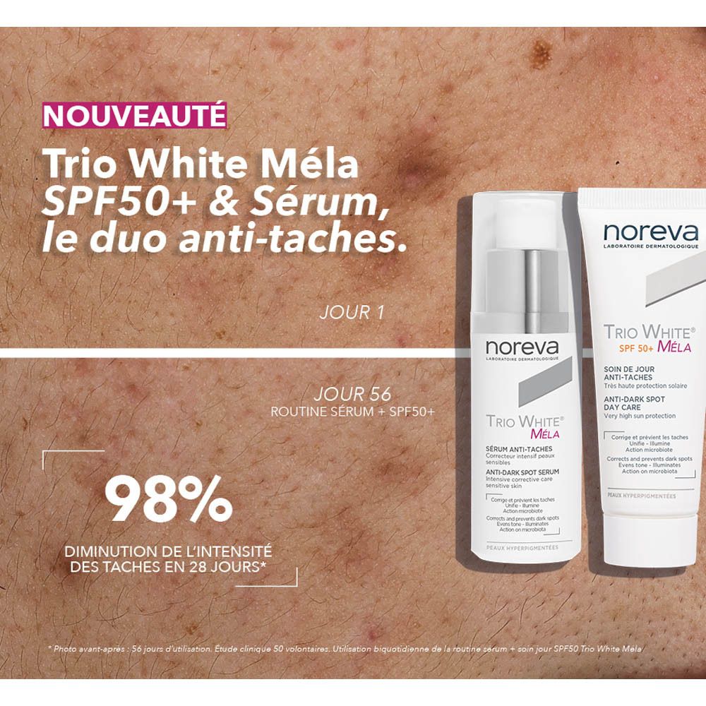 Noreva Trio White SPF50+ & Serum, het duo tegen pigmentvlekken.