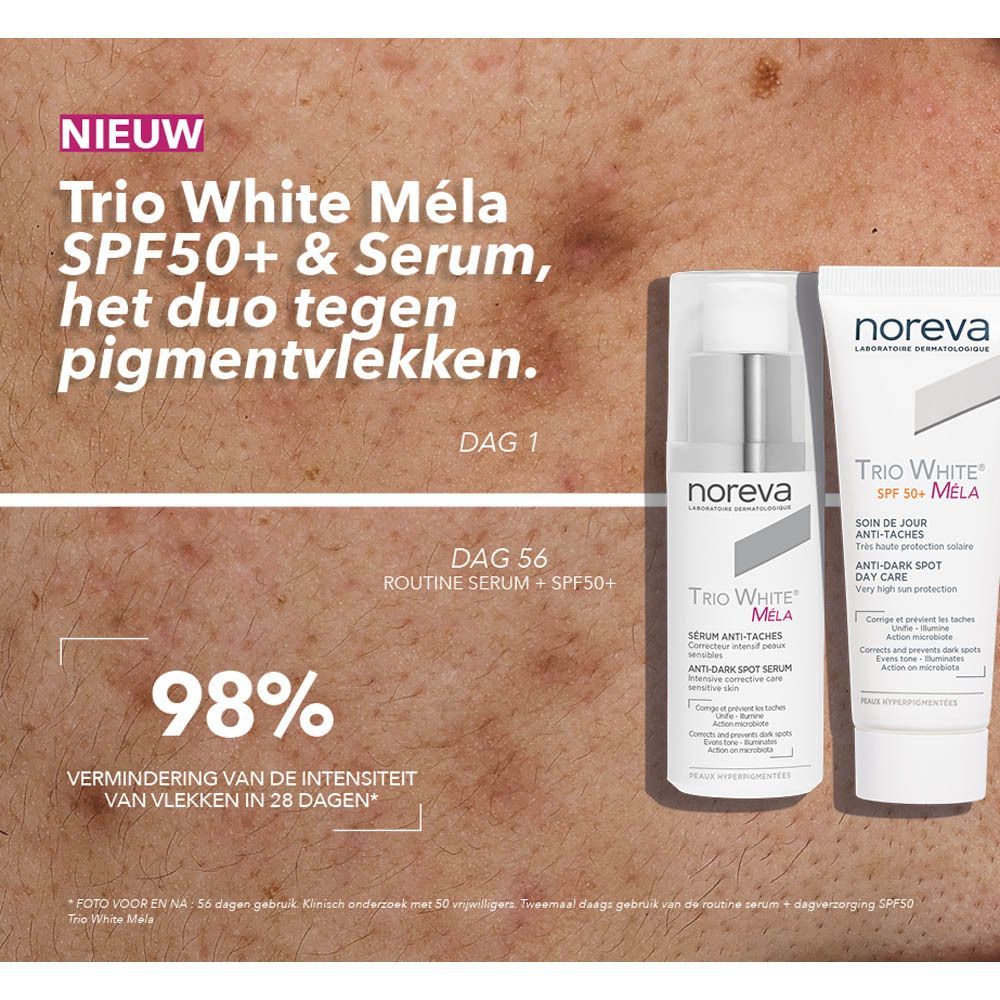 Noreva Trio White SPF50+ & Serum, het duo tegen pigmentvlekken.