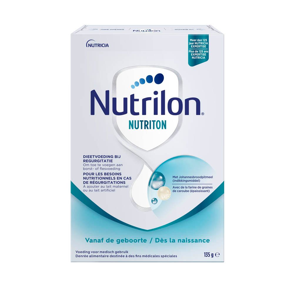 Nutrilon Nutrion poederdoos met bereidingsinstructies in het Frans.