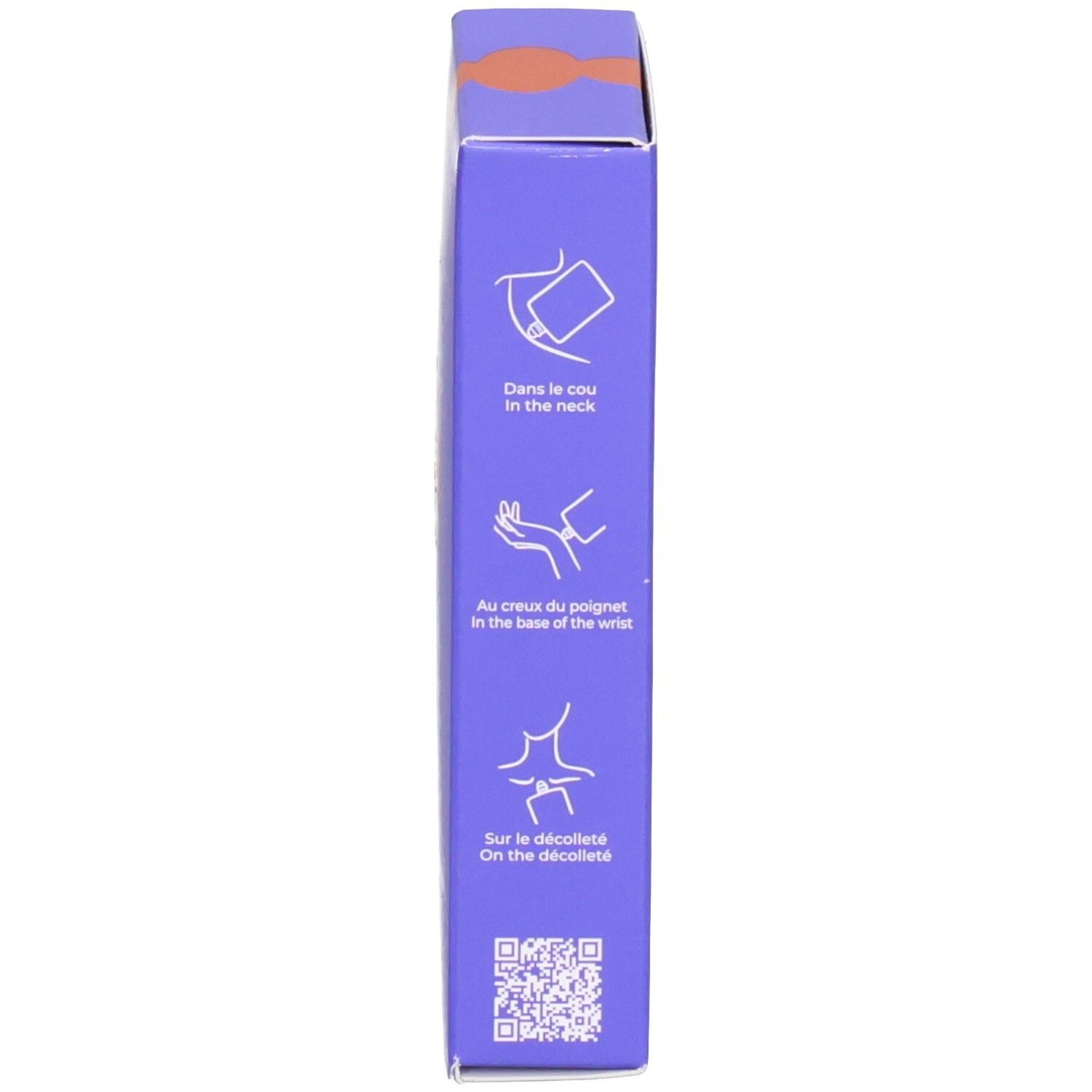 Seite der Produktverpackung. Illustrationen zur Anwendung des Roll-ons.