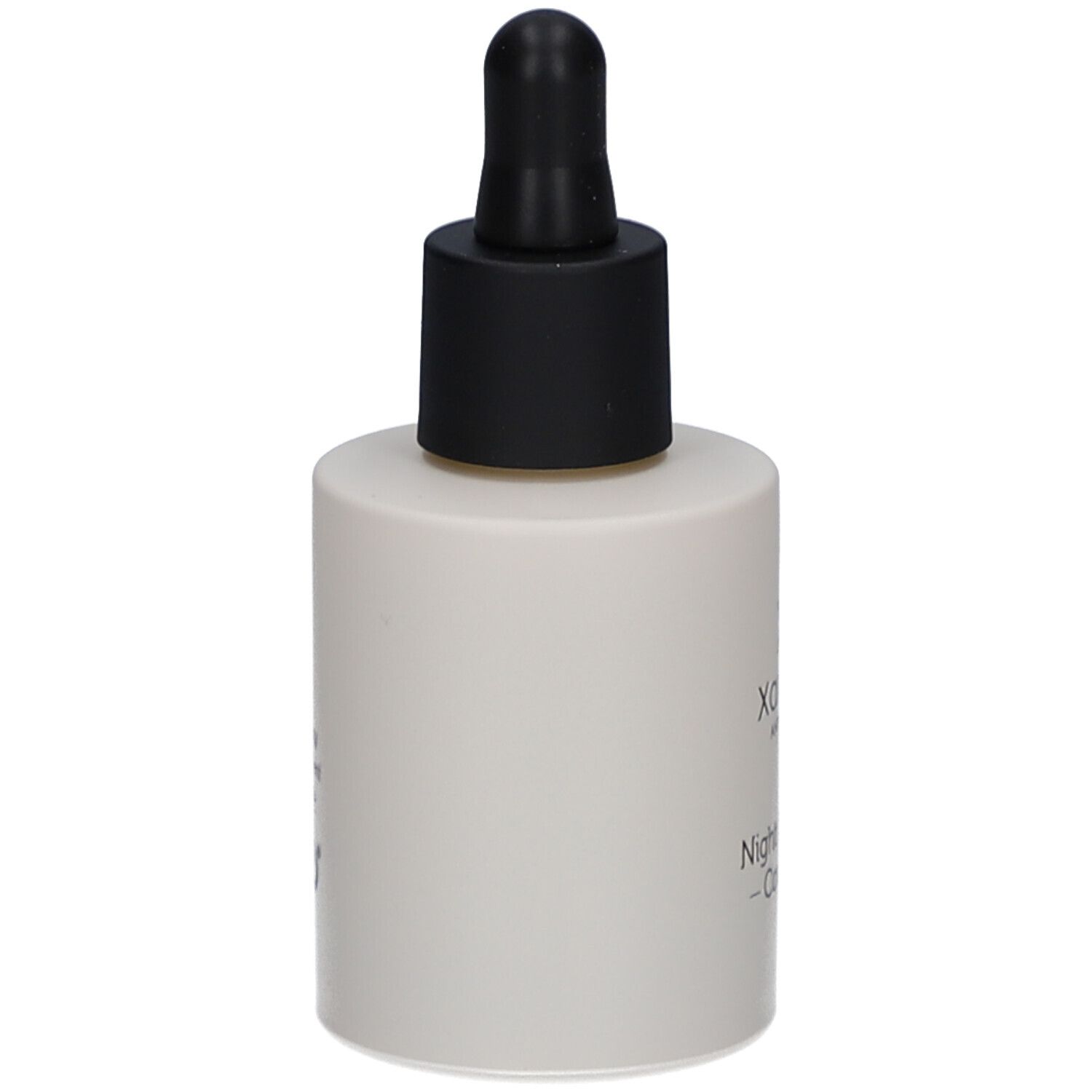 Beige Flasche mit schwarzem Deckel und Pipette. Aufschrift: Xantho Anti-Aging Night Renewal Complex.