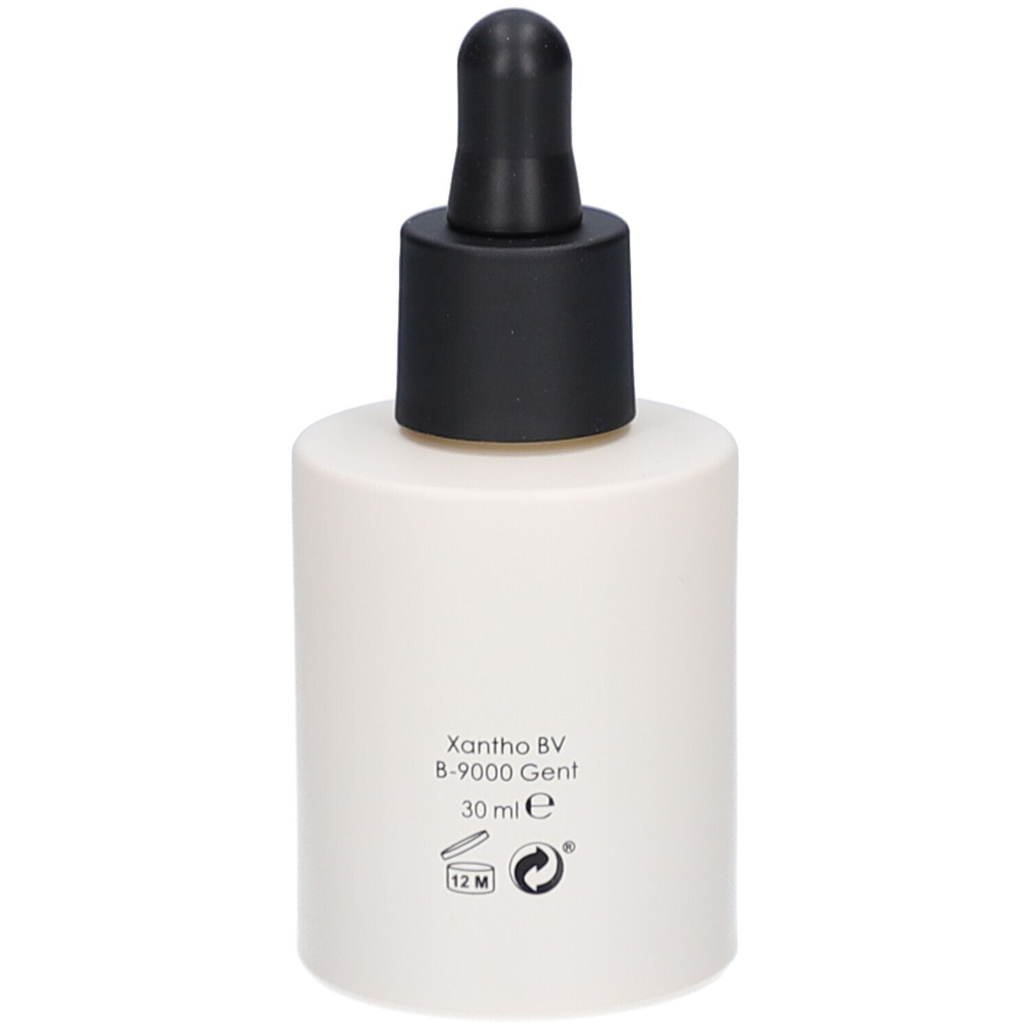 Beige Flasche mit schwarzem Deckel und Pipette. Aufschrift: Xantho BV, 30 ml, 12 M.
