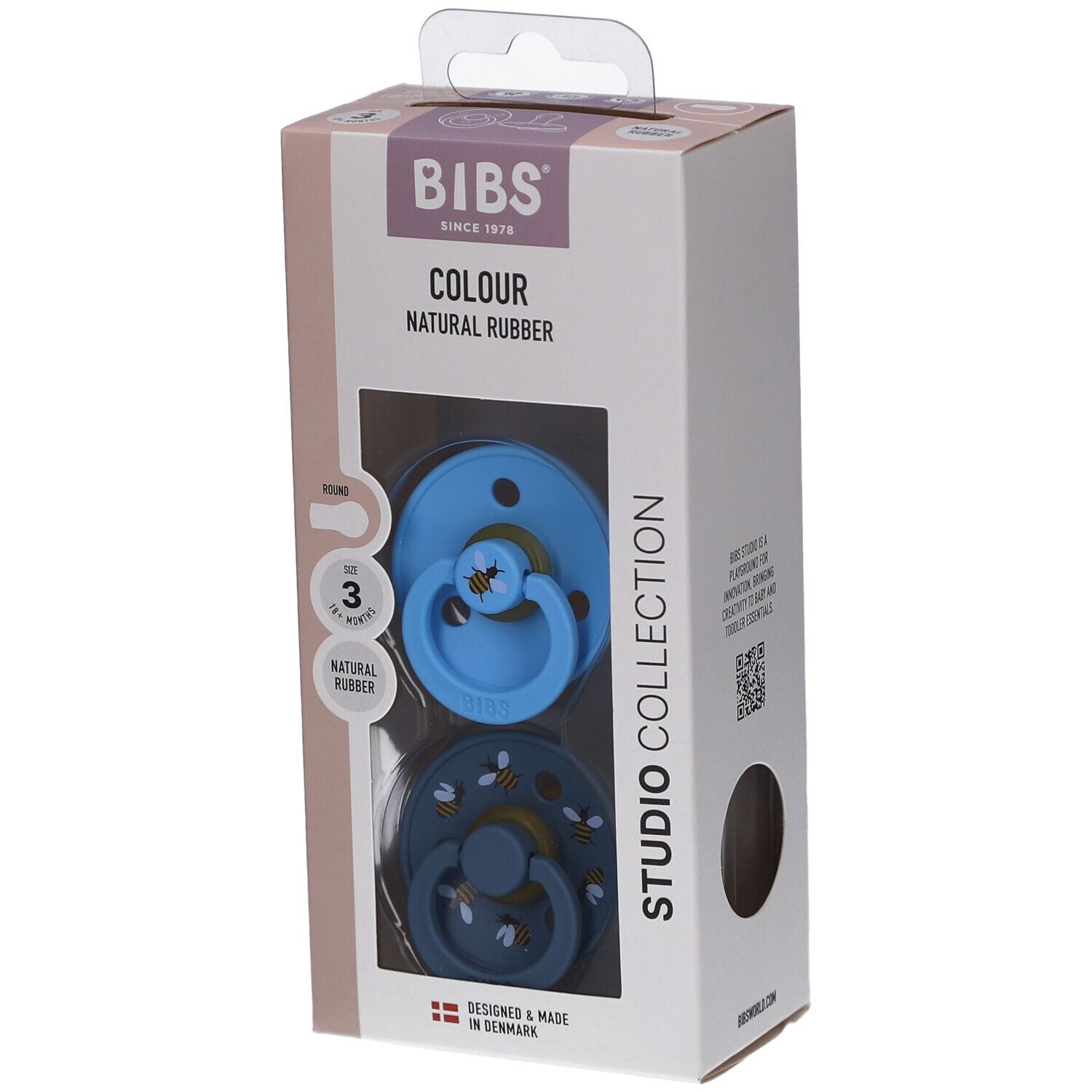 Bibs 3 - Studio Duo Garden Bee Blue/Breeze 2st 2 St Schnuller