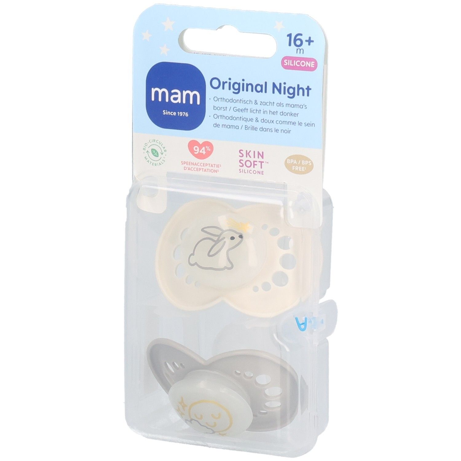 MAM Fopspeen Original Night Silicone - 16+ Unisex 2 St Schnuller
