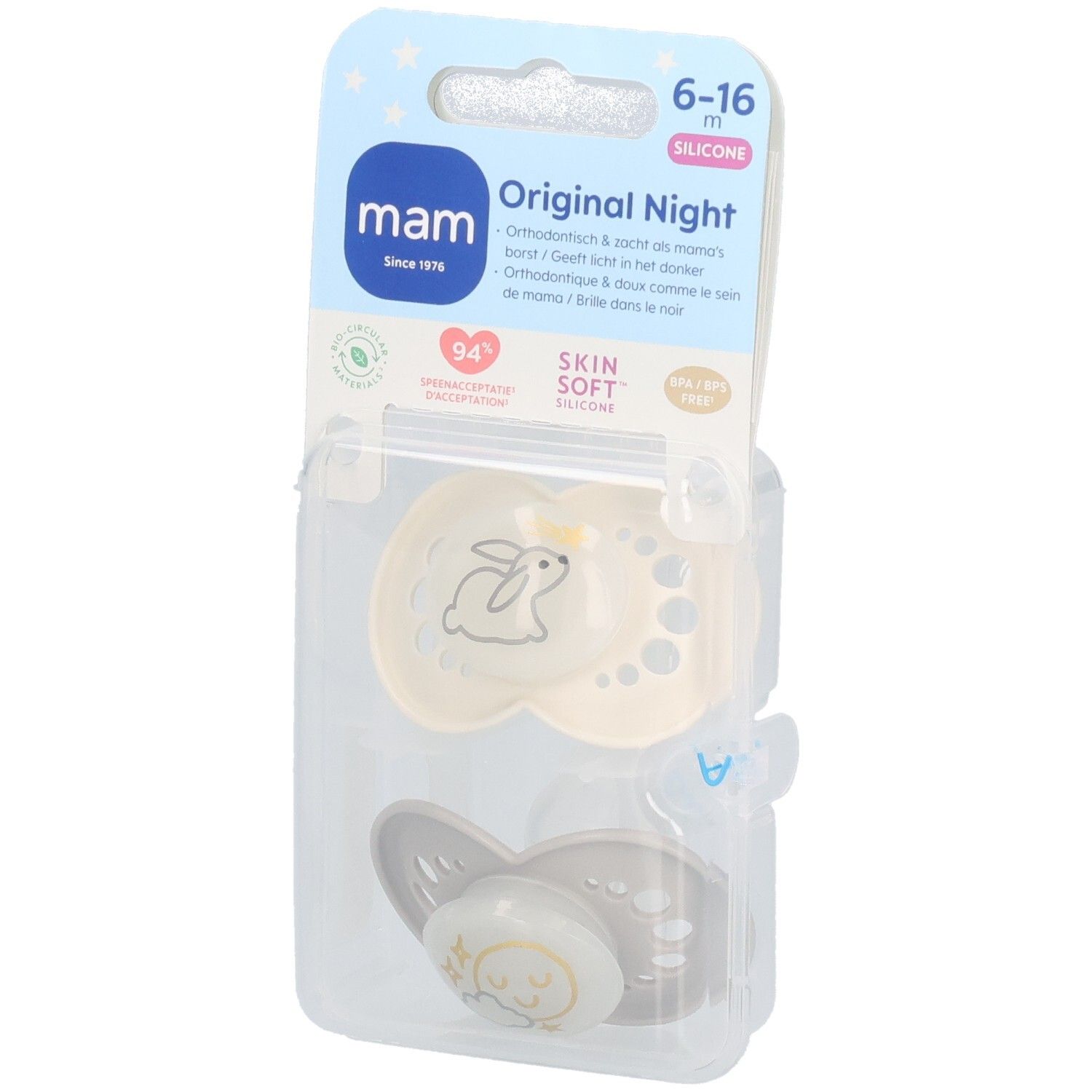 MAM Fopspeen Original Night Silicone - 6-16 Unisex 2 St Schnuller