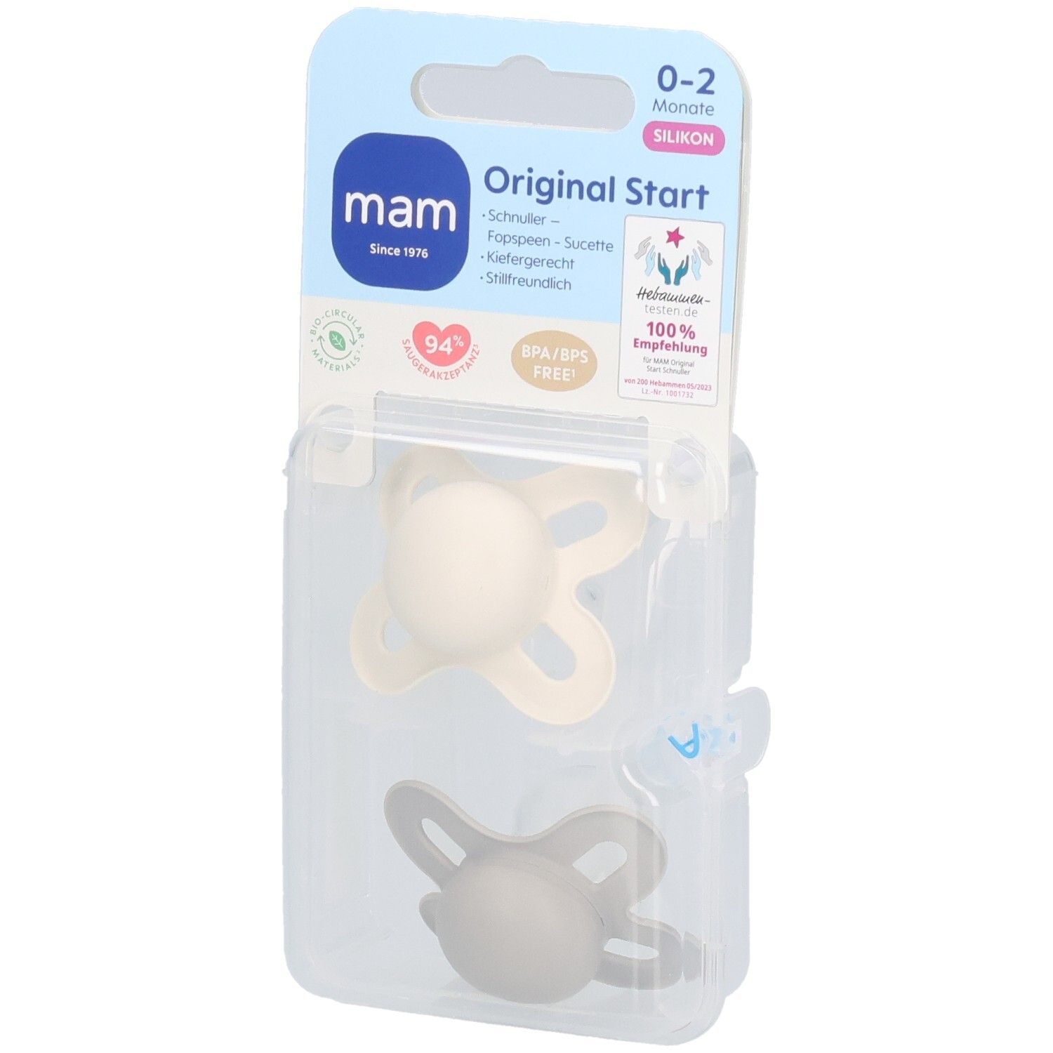 MAM Fopspeen Original Start Silicone - 0-2 Plain Unisex 2 St Schnuller