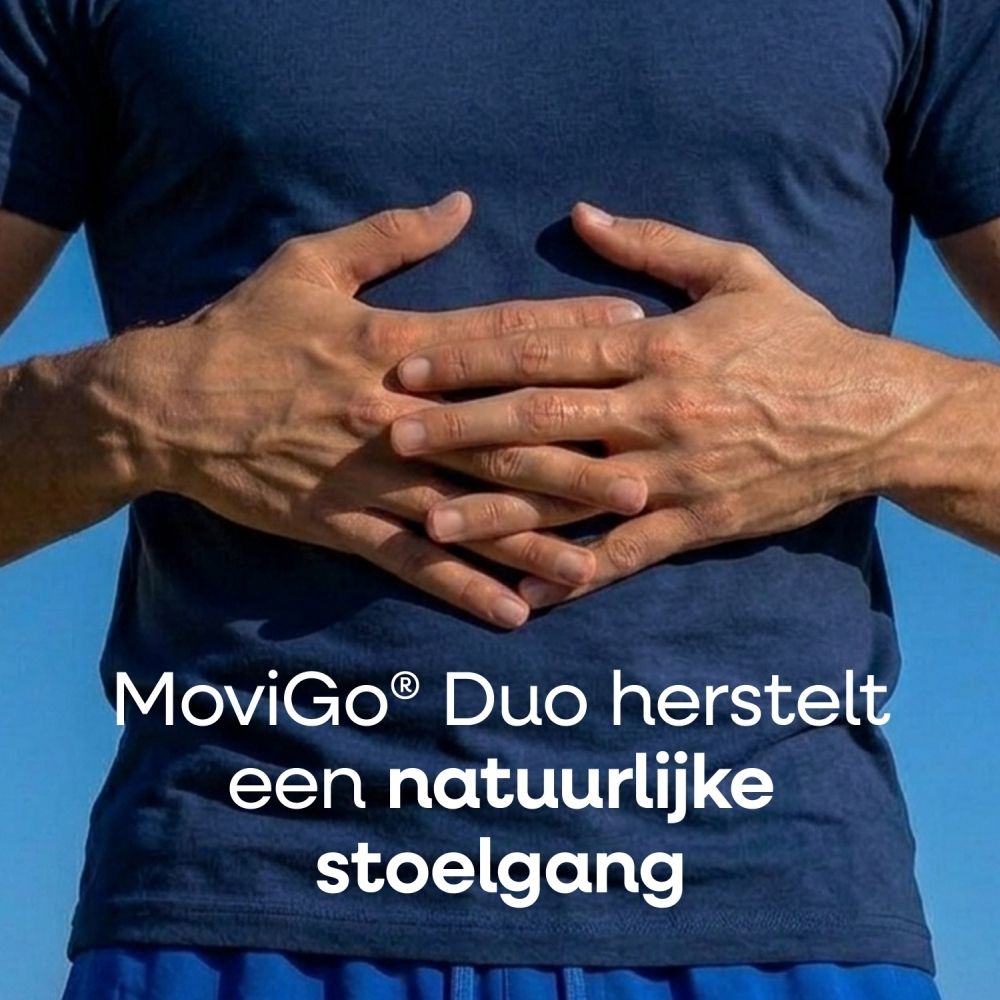 Movigo Duo: Dubbele werking tegen constipatie en opgeblazen gevoel. Drinkoplossing.